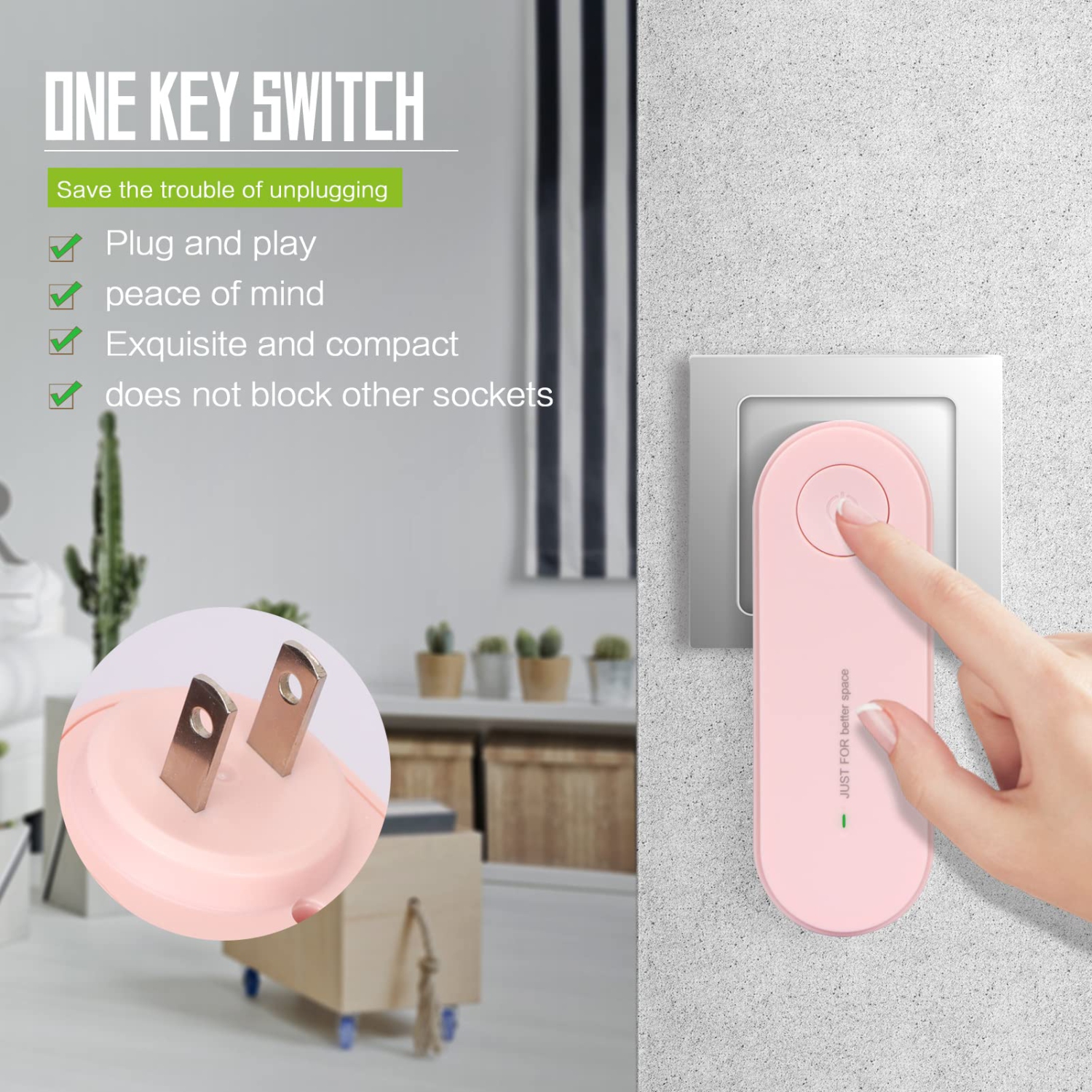 Plug-in Negative Ion Air Purifier, Mini Portable Negative Ion Generator for Home, Bedrooms, Toilets, Living Room, Bathrooms, Closets, Pet Room Pink