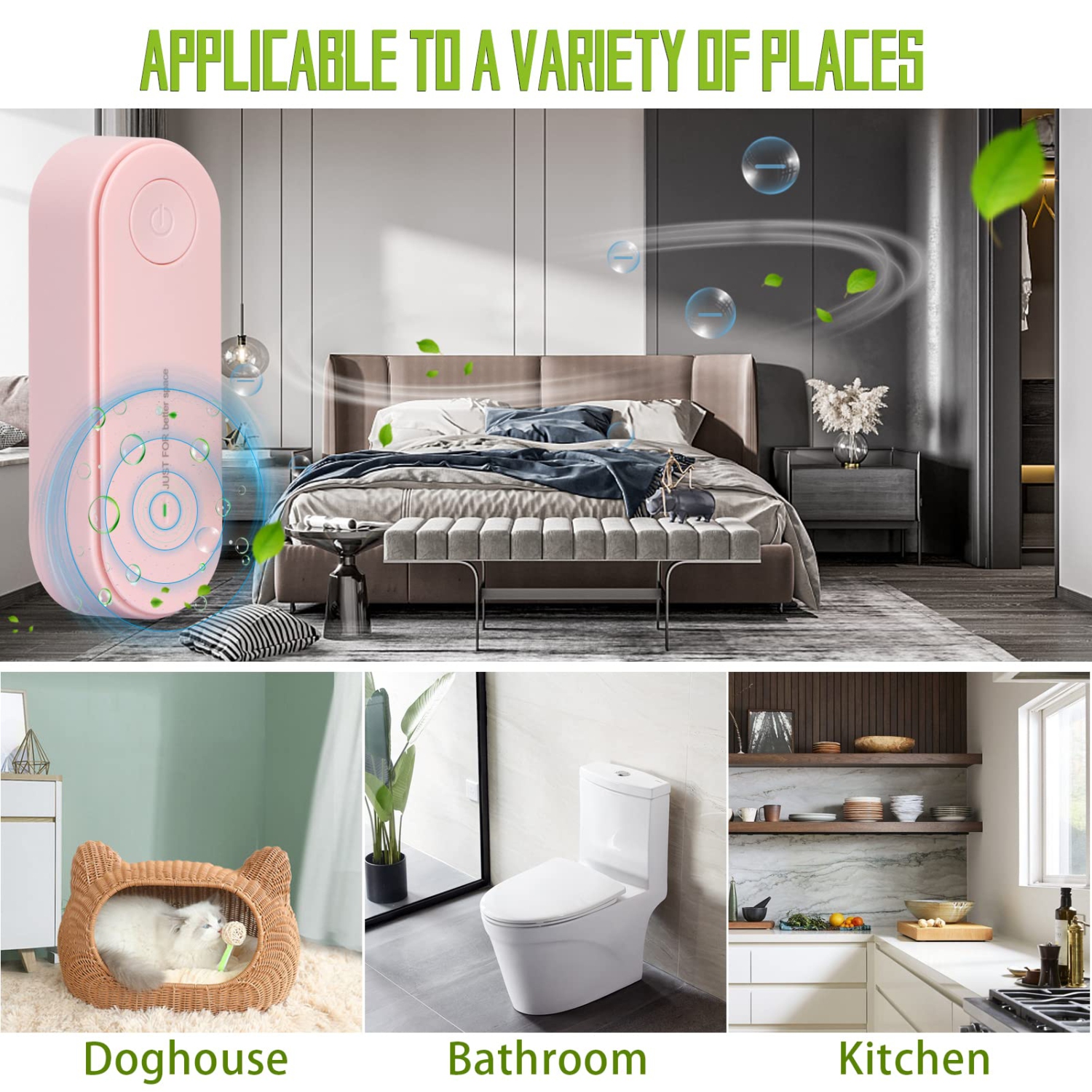 Plug-in Negative Ion Air Purifier, Mini Portable Negative Ion Generator for Home, Bedrooms, Toilets, Living Room, Bathrooms, Closets, Pet Room Pink