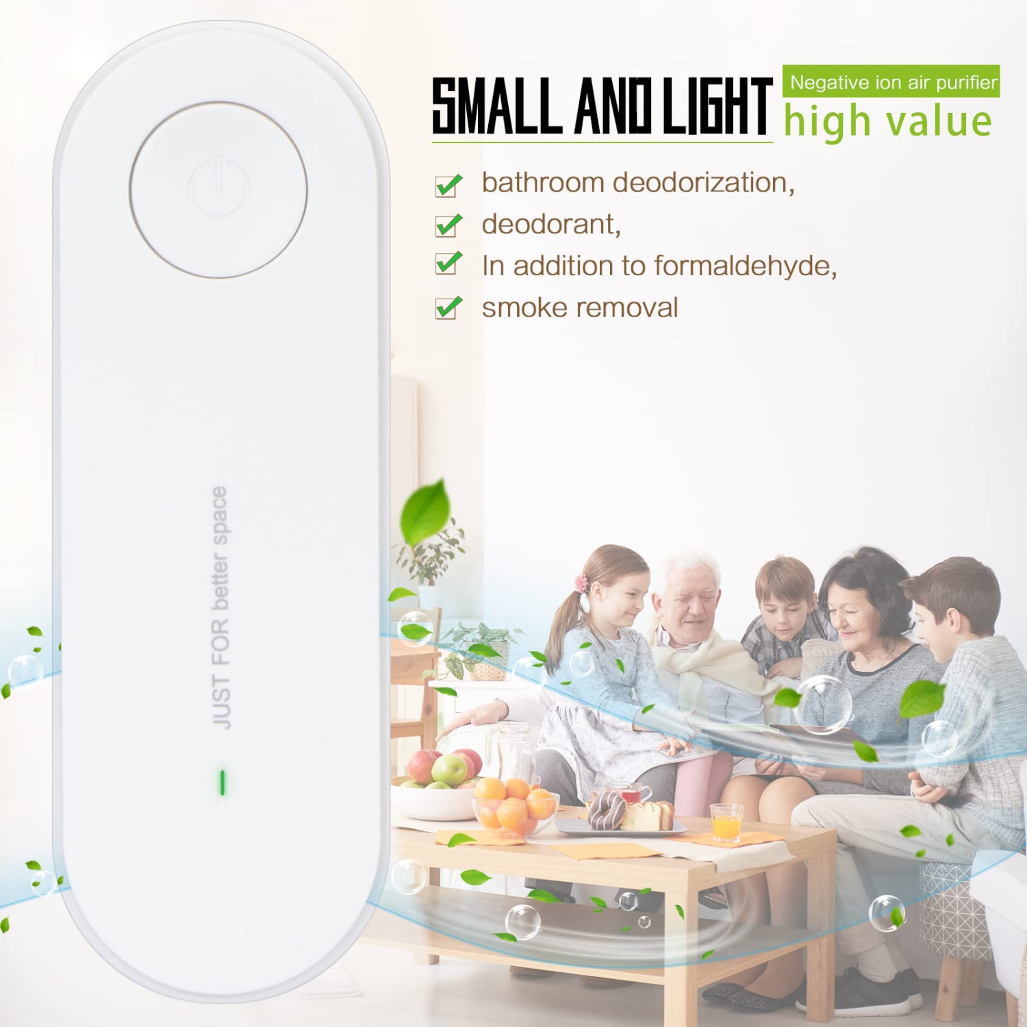 FYY Plug-in Negative Ion Air Purifier, Mini Portable Negative Ion Generator for Home, Bedrooms, Toilets, Living Room, Bathrooms, Closets, Pet Room