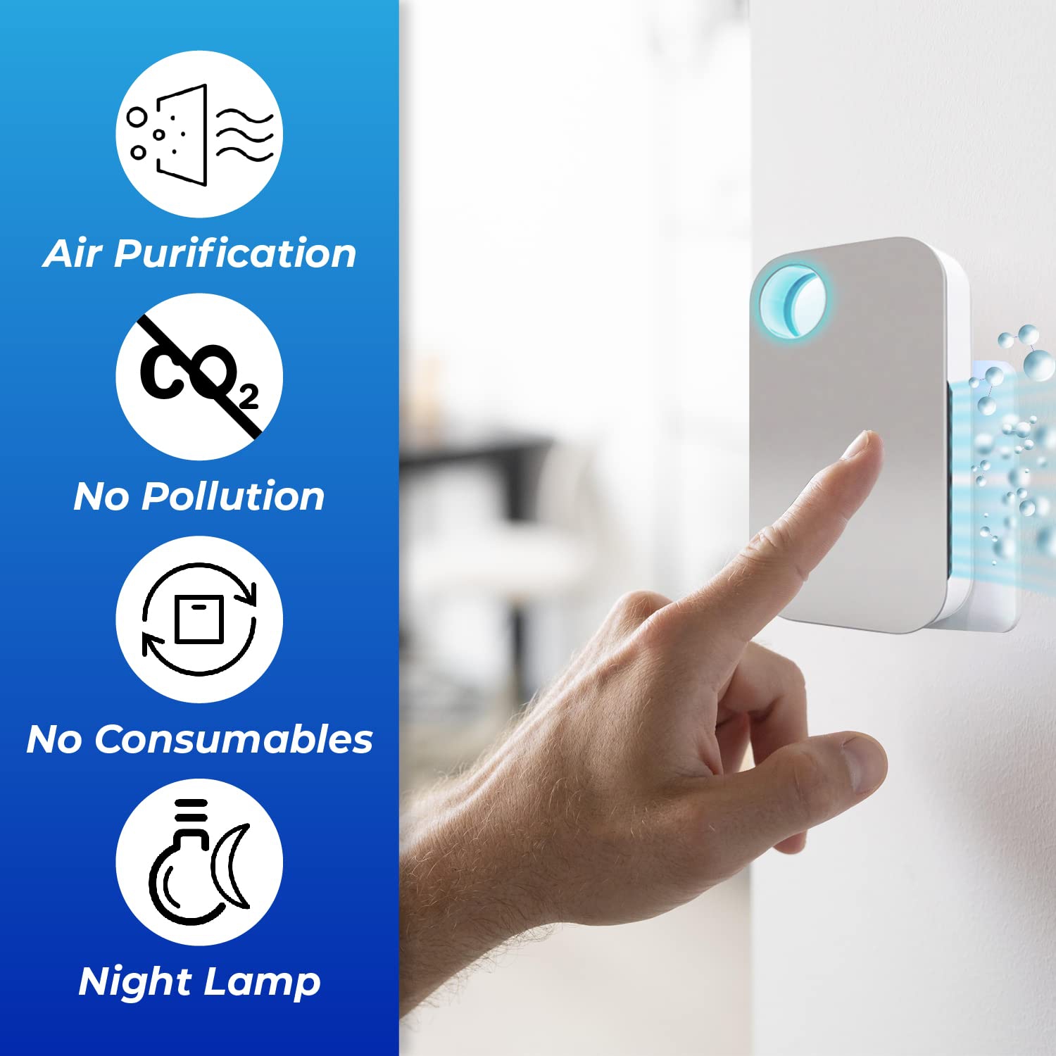 Air Purifier plug in -Filterless Ionizer Air Cleaning -Negative Ion Generator -Portable Air Purifiers -Deodorizer for Home, Office, Pets, Toilet,