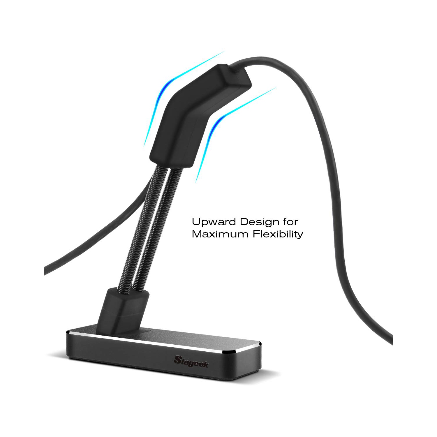 Mouse Bungee, souris de jeu en alliage d'aluminium système de gestion de câble, support de câble de souris flexible fixateur pour jeu eSports - Noir