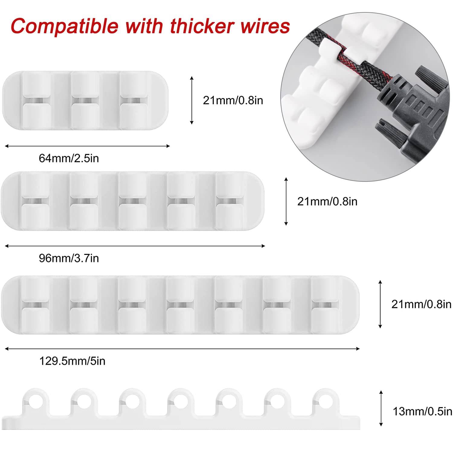 Upgraded Cable Holder Clips, 3-Pack Cable Management Cord Organizer Clips Silicone Self Adhesive for Desktop USB Charging Cable Power Cord Mouse