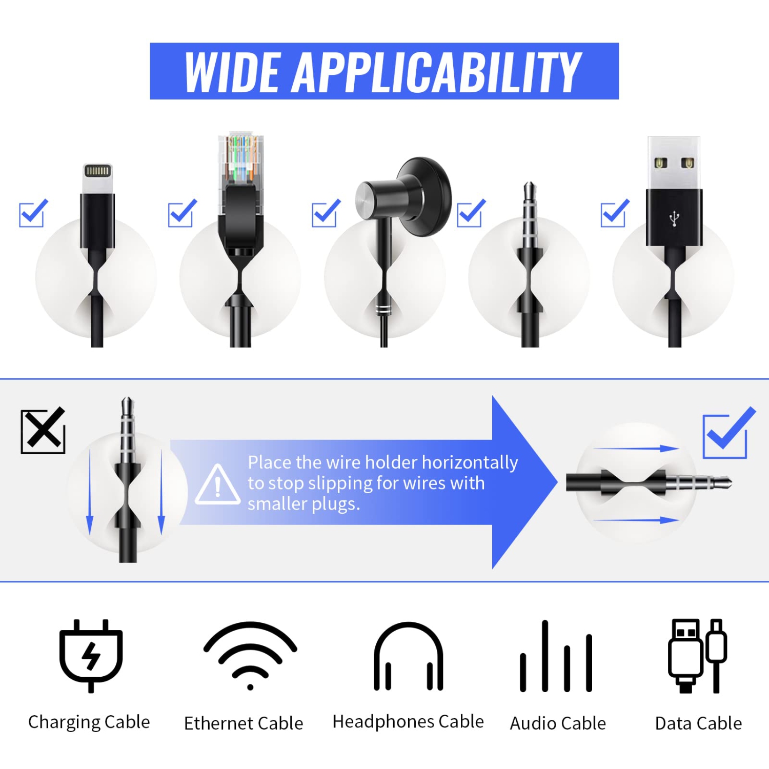 Cable Clips 16 Pack Cord Organizer Self Adhesive Cable Holder Wire Management for USB Charging Cables Power Cord Mouse Cables Headphone Cords