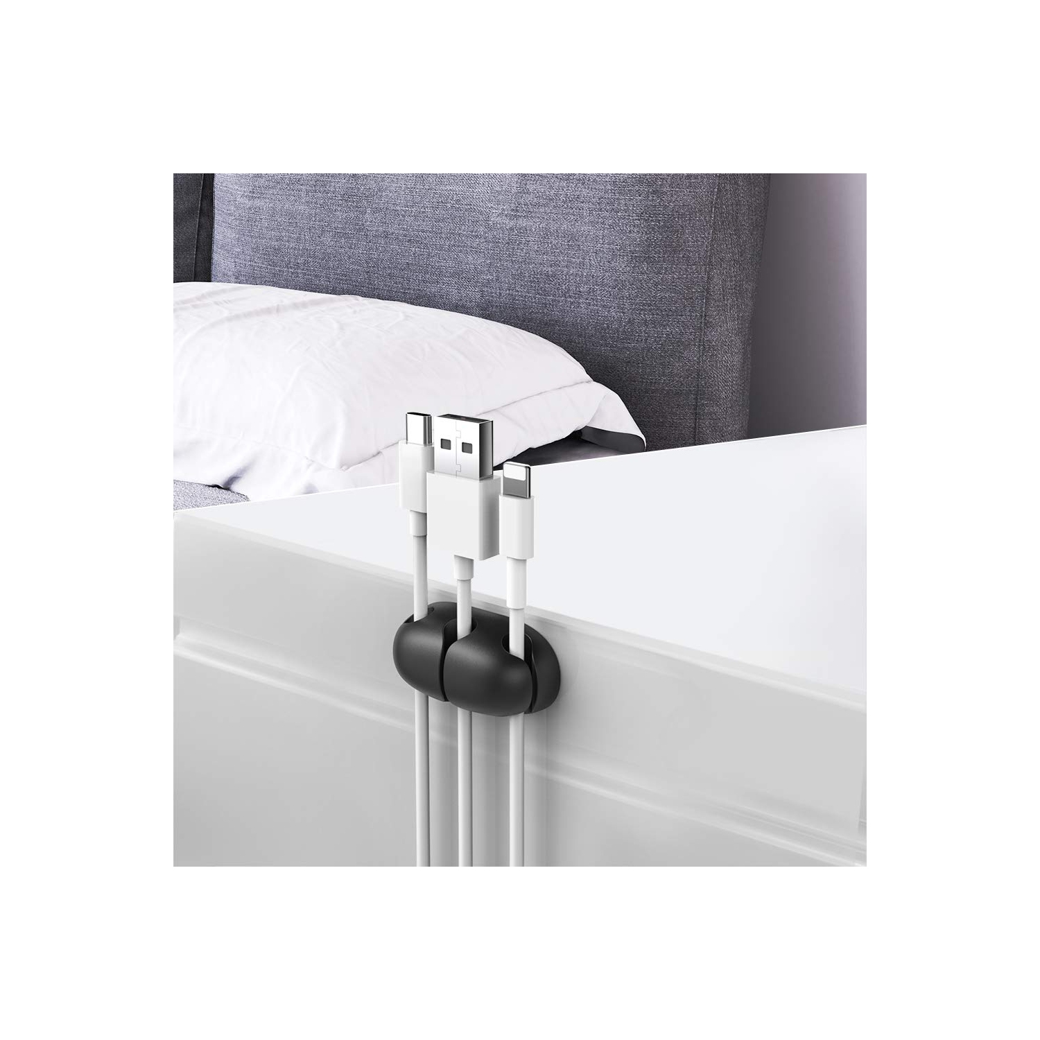 Ensemble de 6 cordons organisateur pinces pour câbles Support de câble adhésif robuste pour organiser le câble USB fil métallique pour le bureau à