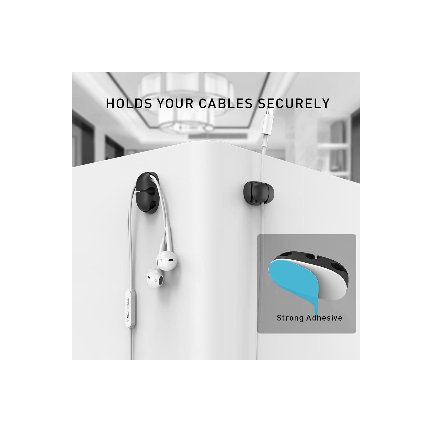 Ensemble de 6 cordons organisateur pinces pour câbles Support de câble adhésif robuste pour organiser le câble USB fil métallique pour le bureau à