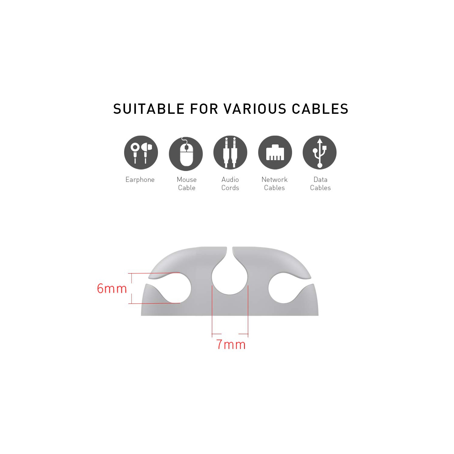 Ensemble de 6 câbles organisateur de bureau pinces pour porte-câbles adhésif robuste pour organiser le câble USB câbles de bureau à domicile et de