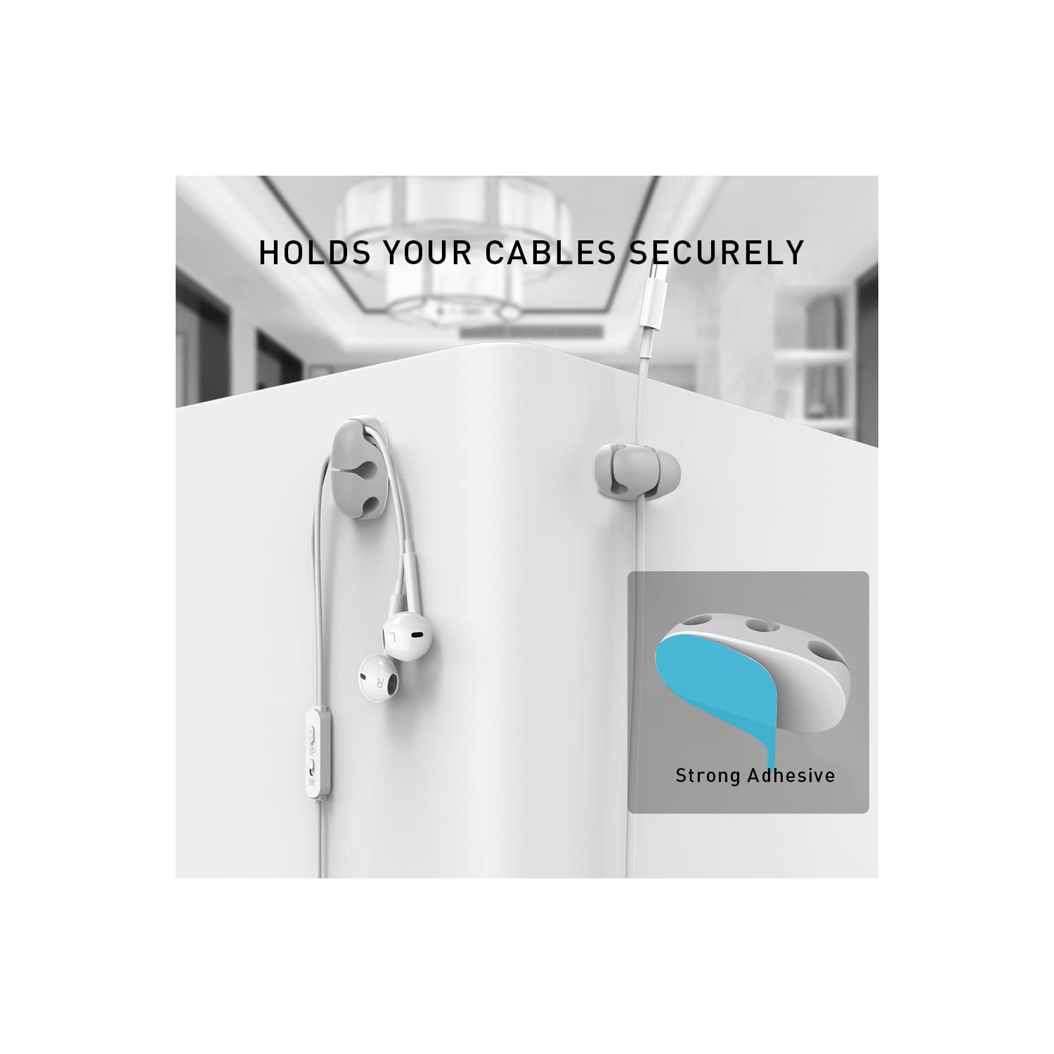 Ensemble de 6 câbles organisateur de bureau pinces pour porte-câbles adhésif robuste pour organiser le câble USB câbles de bureau à domicile et de