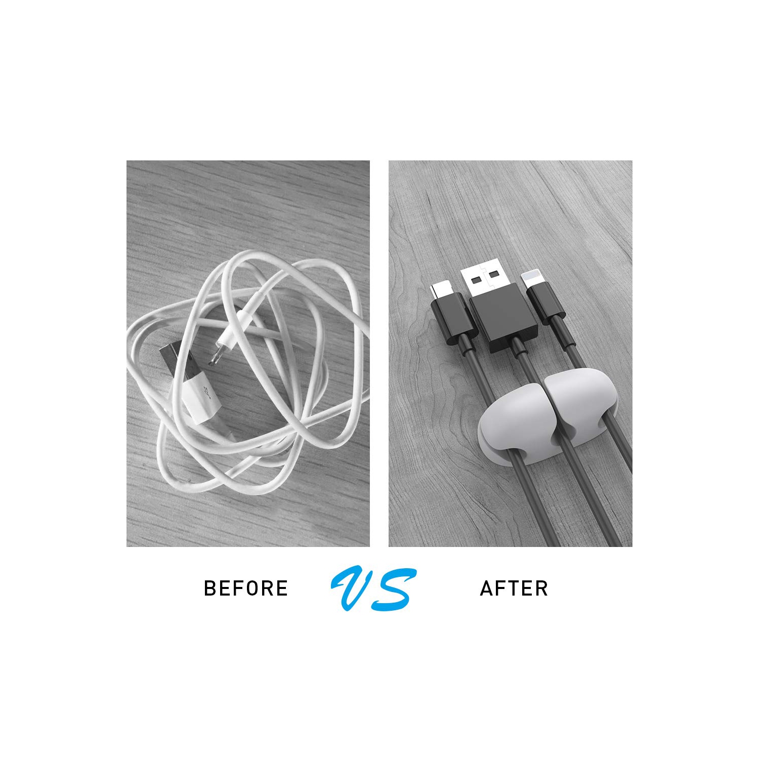 Ensemble de 6 câbles organisateur de bureau pinces pour porte-câbles adhésif robuste pour organiser le câble USB câbles de bureau à domicile et de