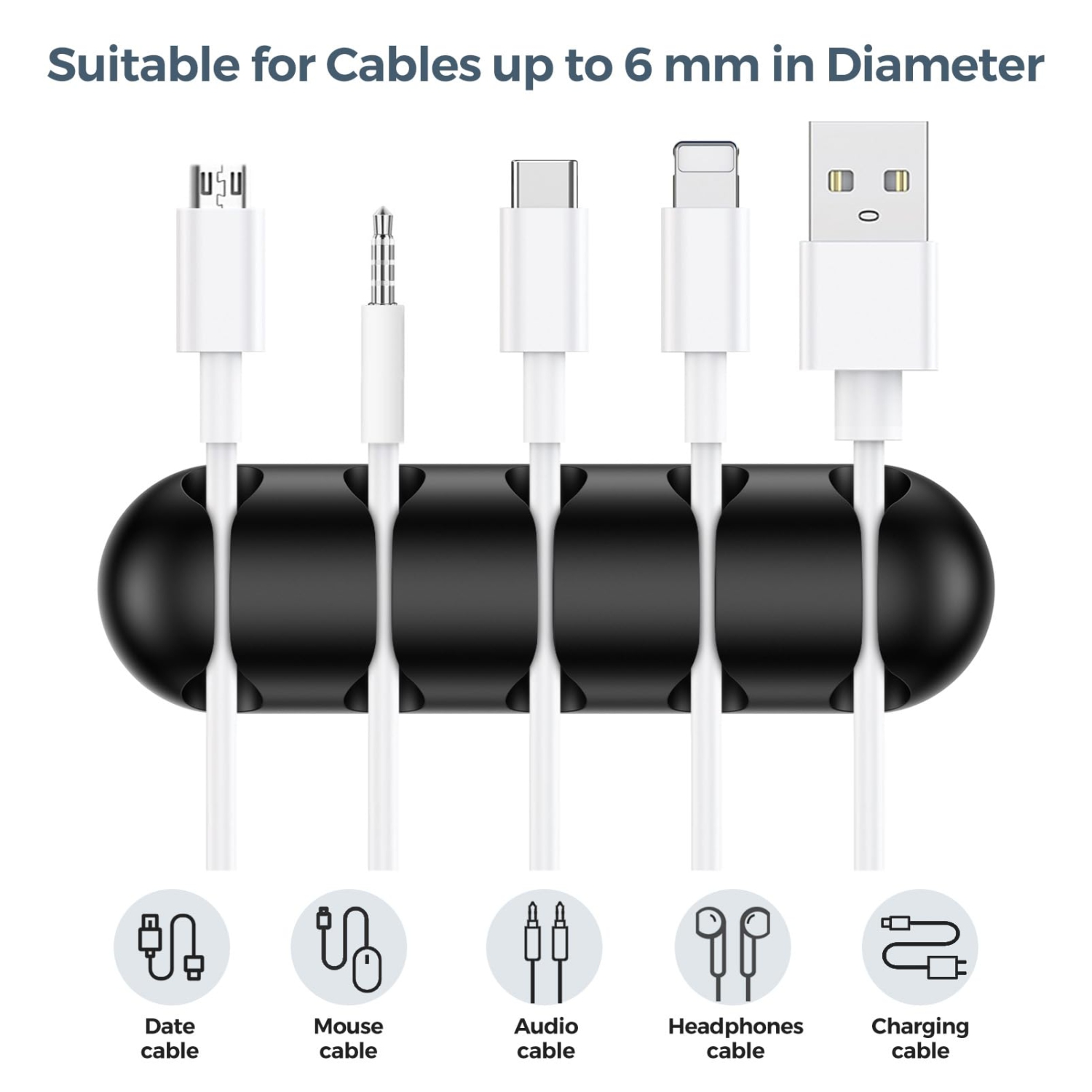 Cable Holder Clips, 5 Pack Cord Organizer for Desk, Silicone Adjustable Cord Clip, Adhesive Wire Management for Charging Cable USB Mouse Wire PC Car