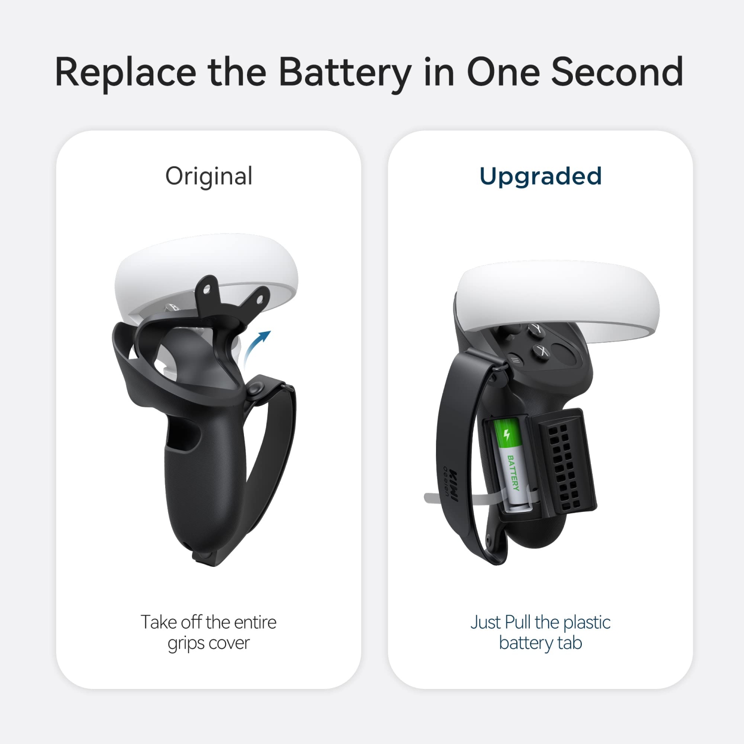 Upgraded Controller Grips Cover Accessories Compatible with Quest 2, with Battery Opening Protector with Knuckle Straps [Video Game]