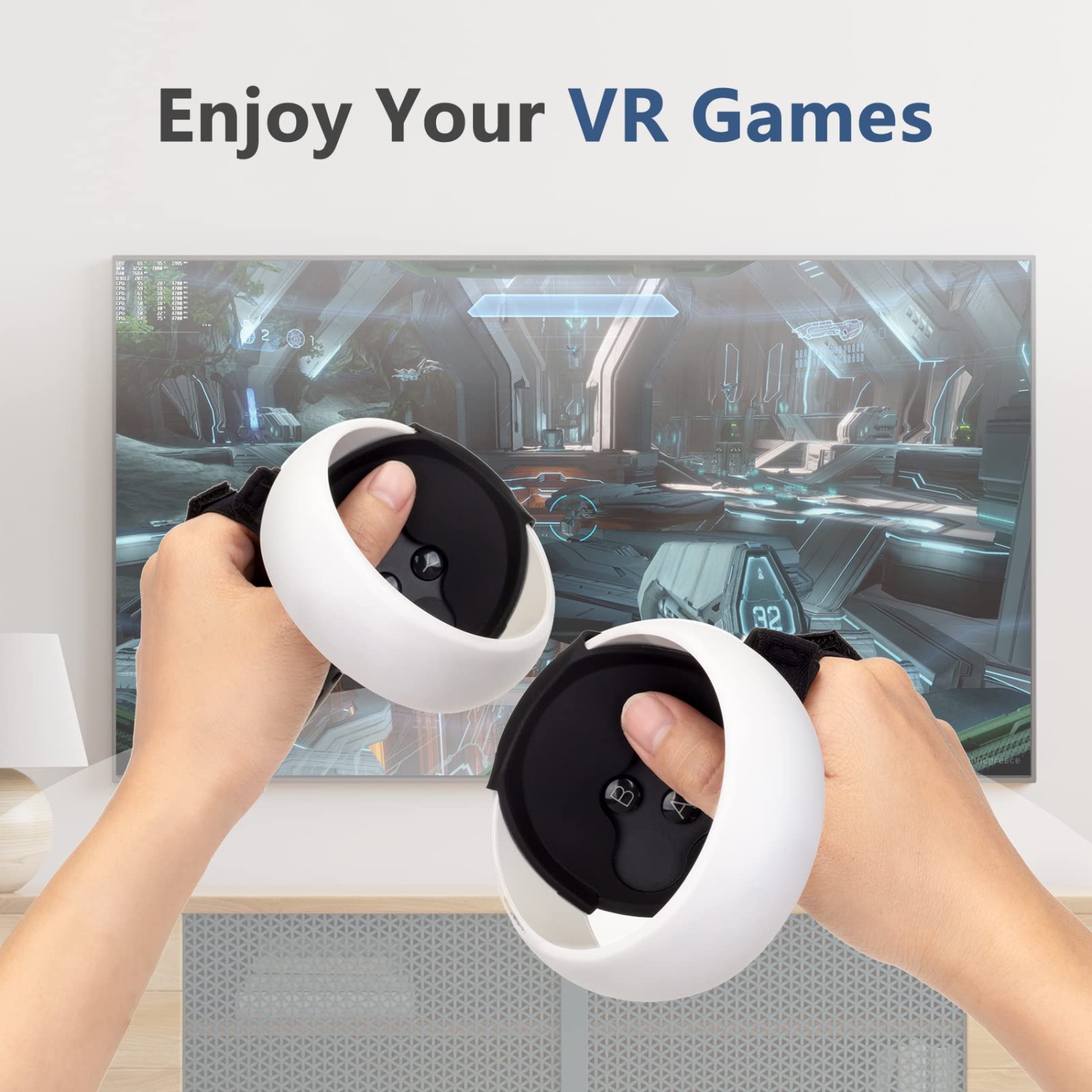 Touch Controller Grip Cover for Oculus Quest 2, Anti-Throw Protective Handle Sleeve Oculus Quest 2 Accessories with Adjustable Wrist Knuckle Strap