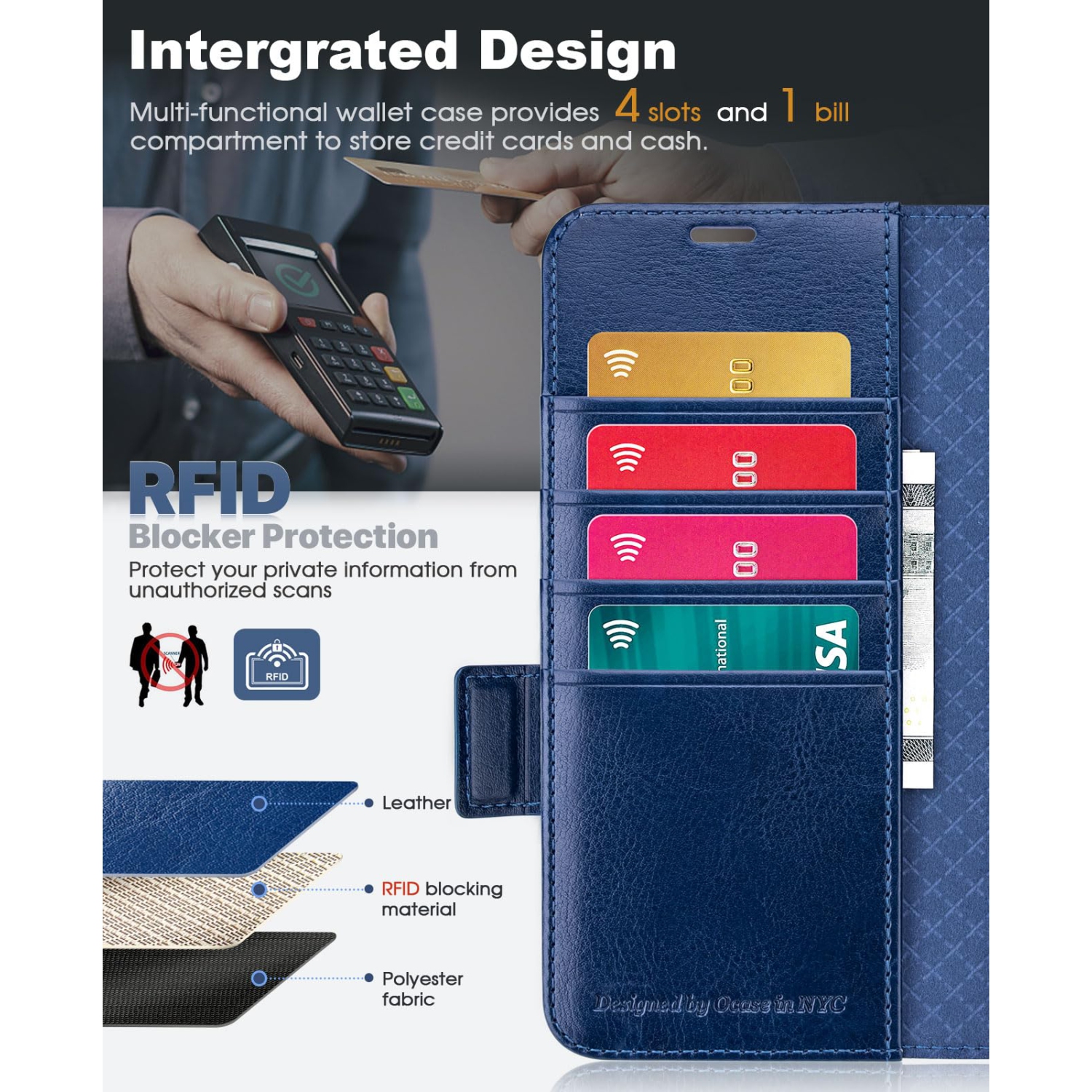 Samsung Galaxy Z Fold 5 5G Wallet Case with S Pen Holder, PU Leather Flip Folio Case with Card Slots RFID Blocking Kickstand Phone Case 7.6 Inch for