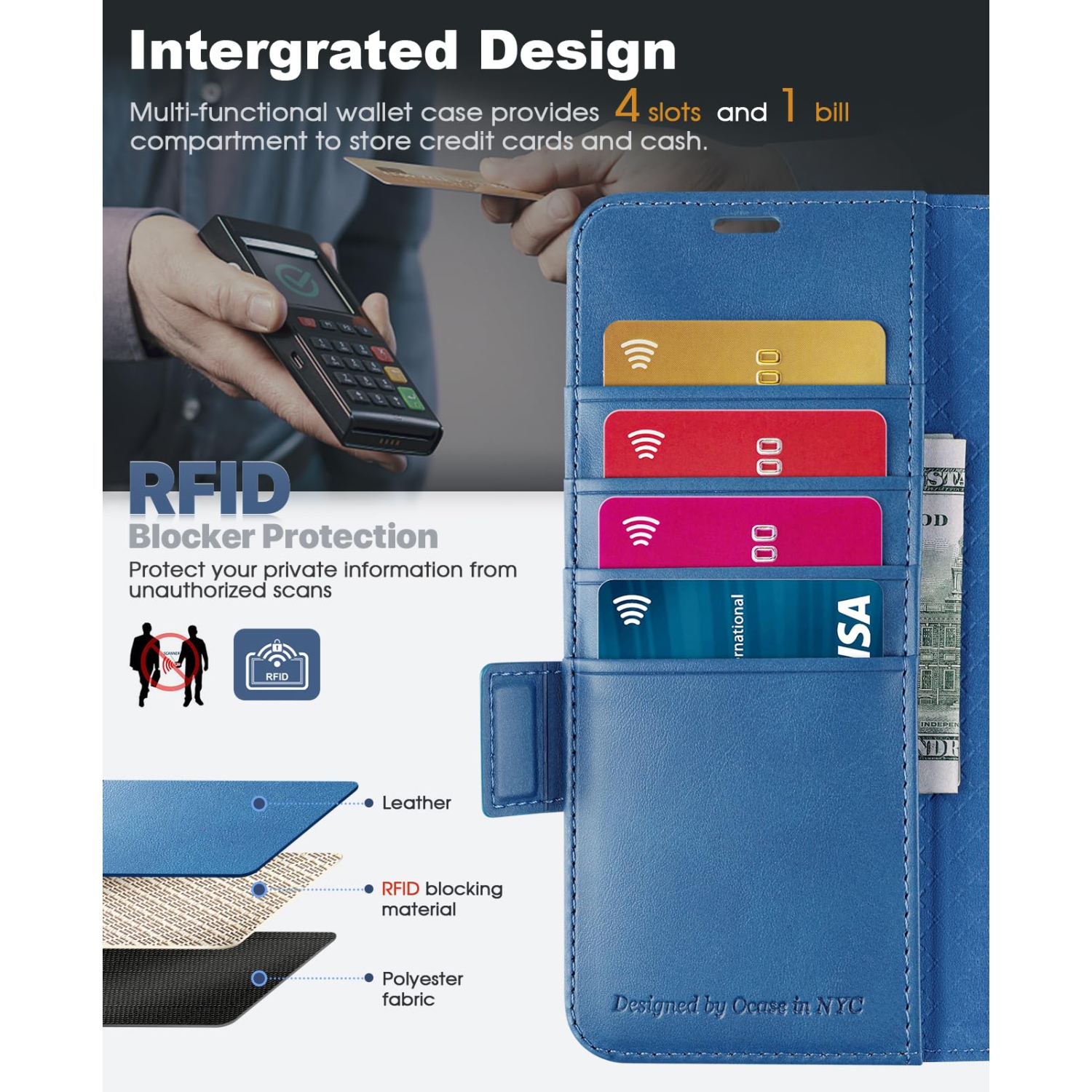 Samsung Galaxy Z Fold 5 5G Wallet Case with S Pen Holder, PU Leather Flip Folio Case with Card Slots RFID Blocking Kickstand Phone Case 7.6 Inch for