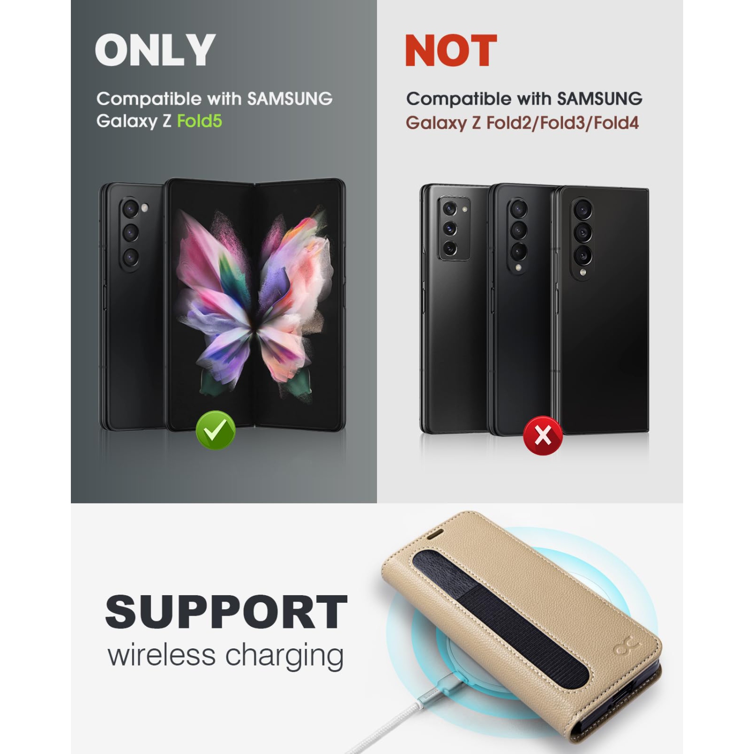 Samsung Galaxy Z Fold 5 5G Wallet Case with S Pen Holder, PU Leather Flip Folio Case with Card Slots RFID Blocking Kickstand Phone Case 7.6 Inch -