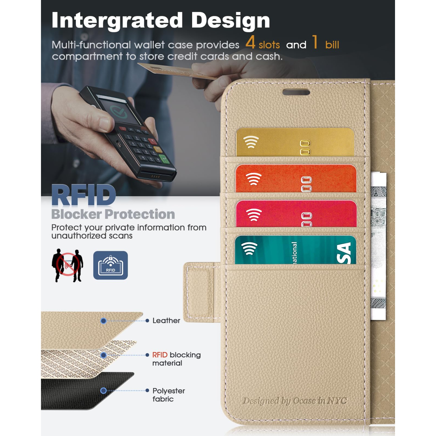 Samsung Galaxy Z Fold 5 5G Wallet Case with S Pen Holder, PU Leather Flip Folio Case with Card Slots RFID Blocking Kickstand Phone Case 7.6 Inch -