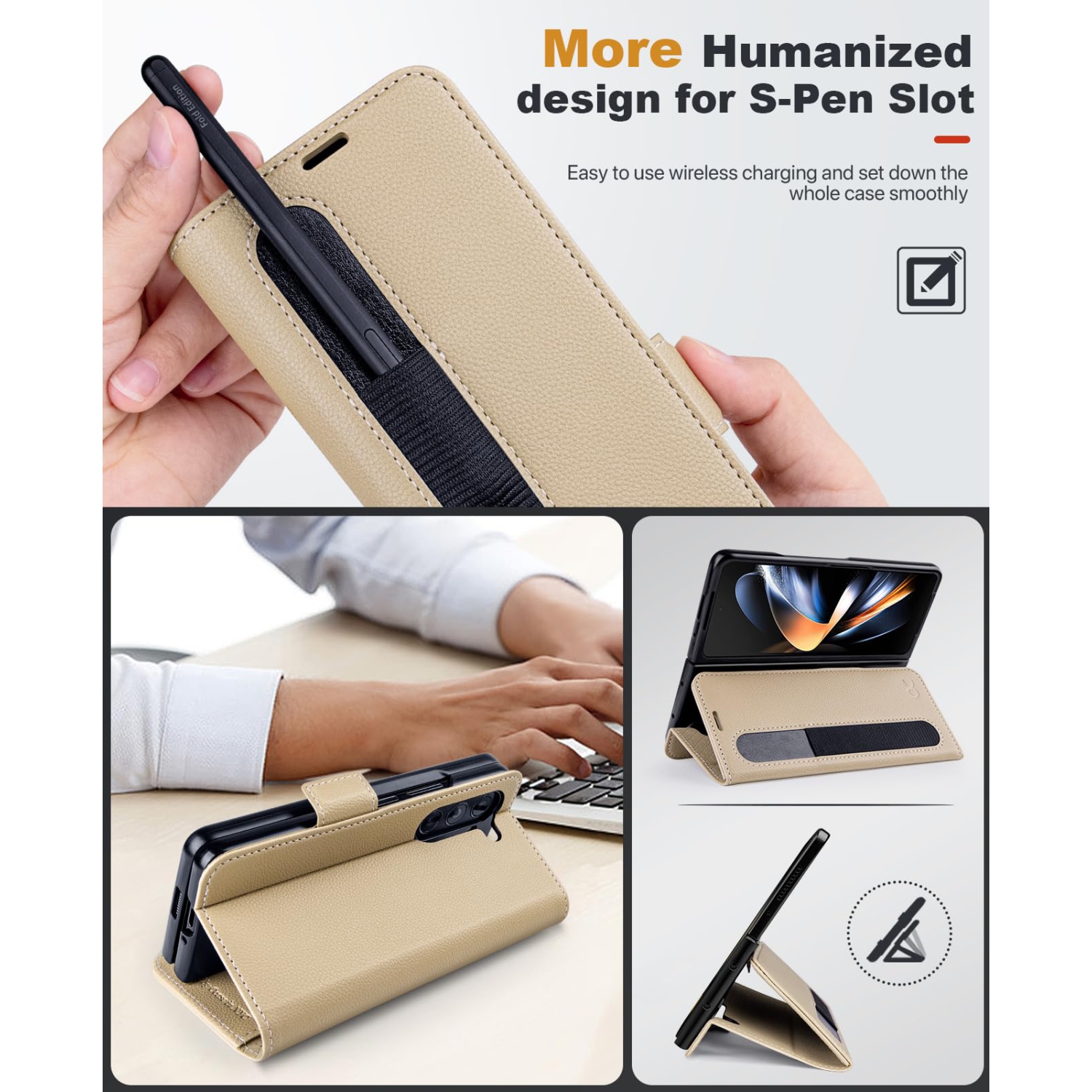 Samsung Galaxy Z Fold 5 5G Wallet Case with S Pen Holder, PU Leather Flip Folio Case with Card Slots RFID Blocking Kickstand Phone Case 7.6 Inch -