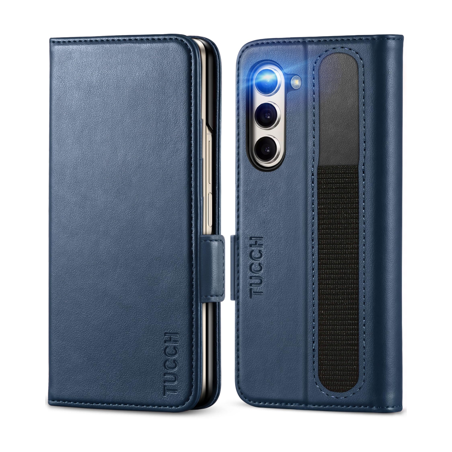 Wallet Case for Galaxy Z Fold 5, PU Leather Case with S Pen Holder [Kickstand][Card Holders] Hard PC Shell, Viewing Stand Flip Cover Compatible with Galaxy Z Fold5 5G