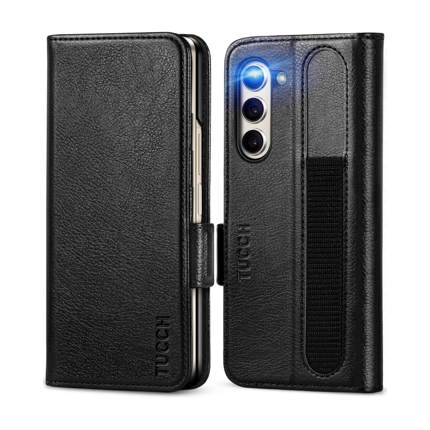 TUCCH Wallet Case for Galaxy Z Fold 5, Shockproof PU Leather Case with S Pen Holder RFID Blocking Kickstand Card Holder , PC Flip Cover Compatible with Galaxy Z Fold5 7.6-inch,