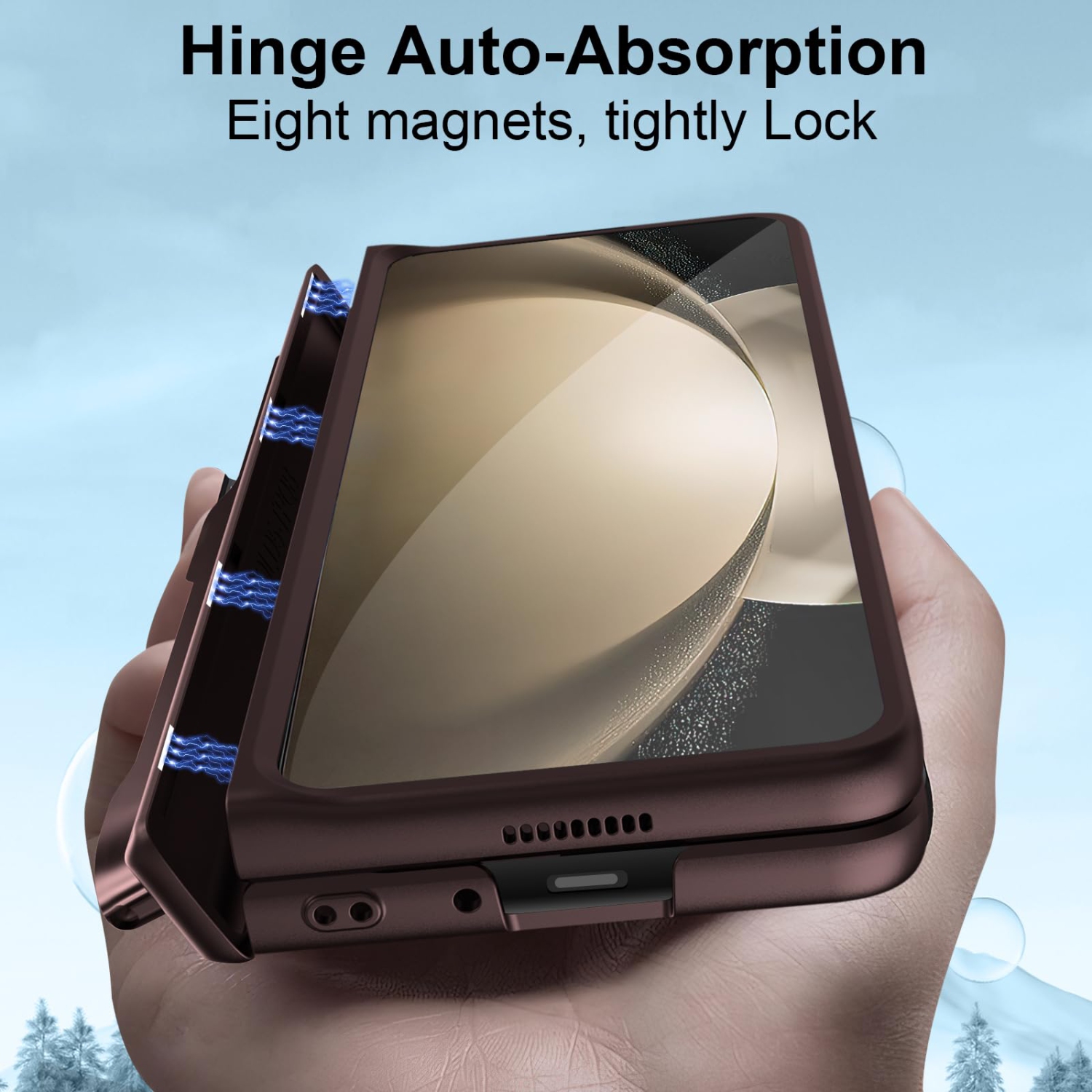 Samsung Galaxy Z Fold 5 Case with Magnetic Hinge Protection S Pen Holder Built-in Screen Protector Adjustable Stand, Camera Protection & Luxury