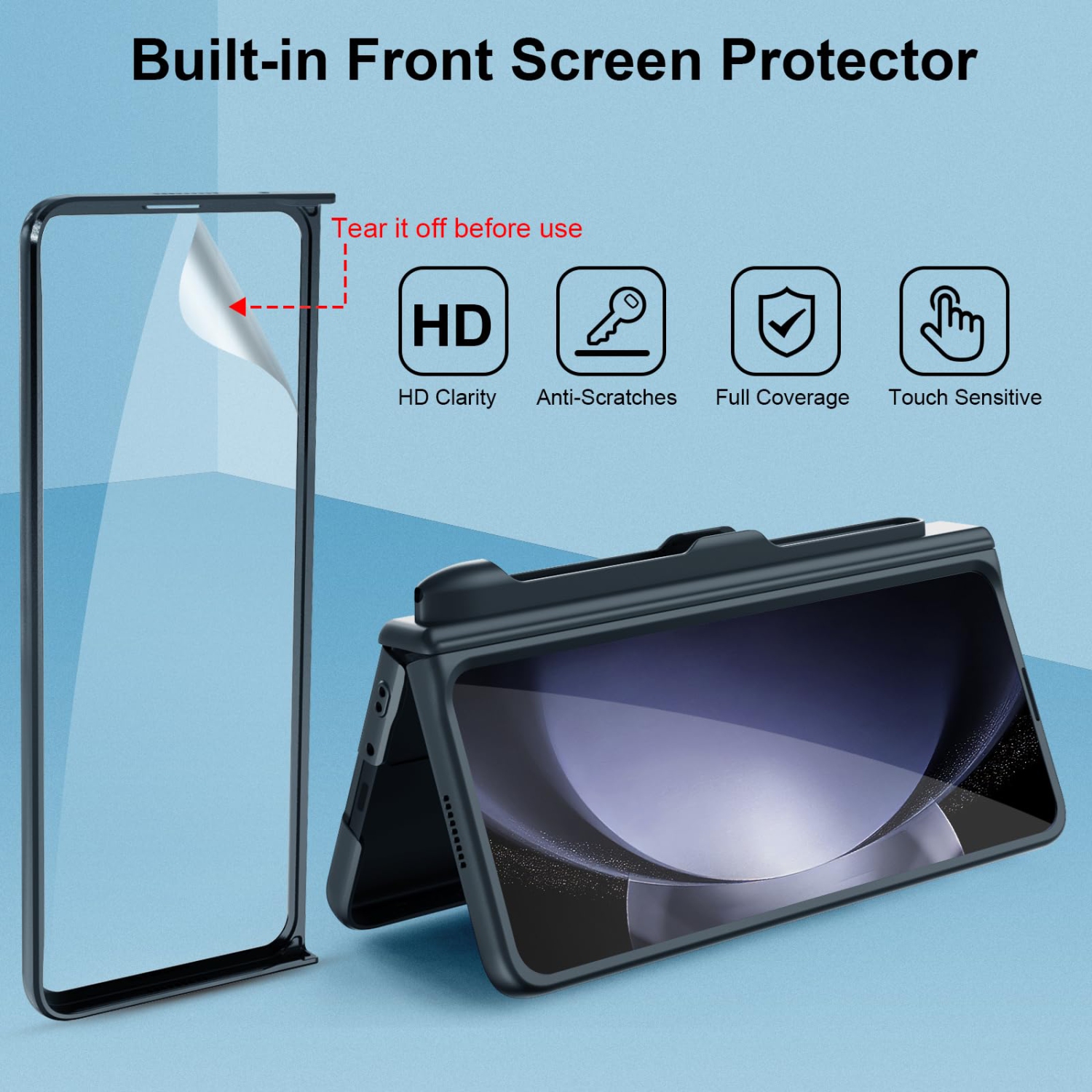 Étui pour Galaxy Z Fold 5 de Samsung avec support magnétique pour stylet S Pen Protection et protecteur d'écran intégré, protecteur d'appareil photo