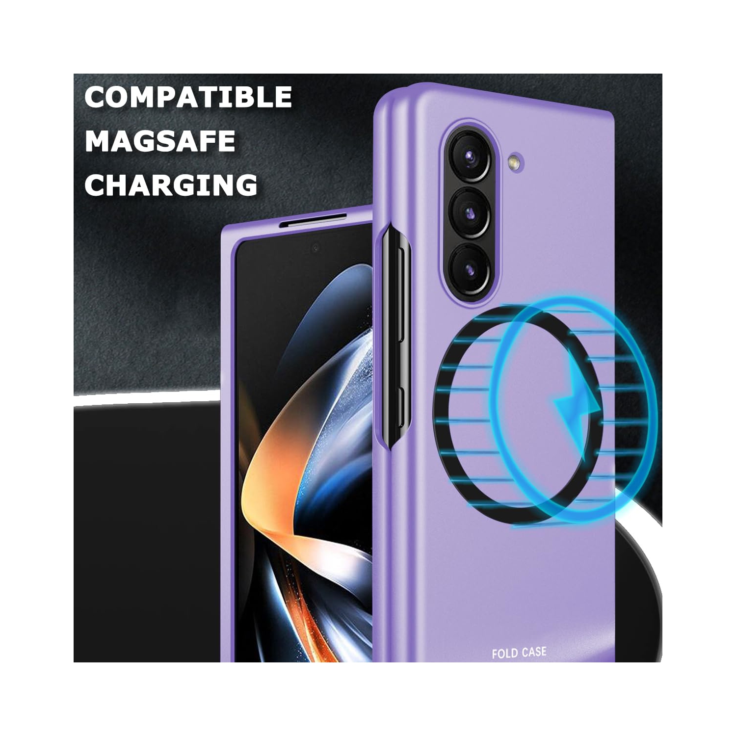 Étui de chargement magnétique sans fil pour Galaxy Z Fold 5 de Samsung de NINKI compatible, étui protecteur ultramince et léger pour Samsung Z Fold 5