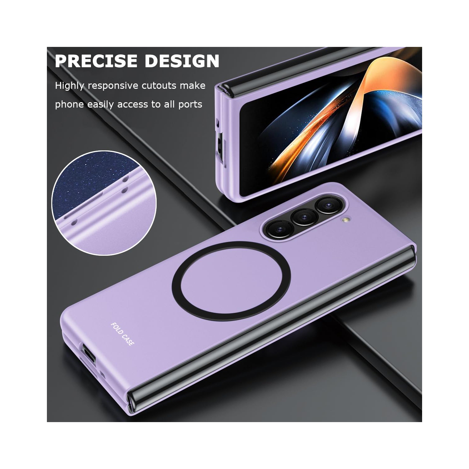 Étui de chargement magnétique sans fil pour Galaxy Z Fold 5 de Samsung de NINKI compatible, étui protecteur ultramince et léger pour Samsung Z Fold 5