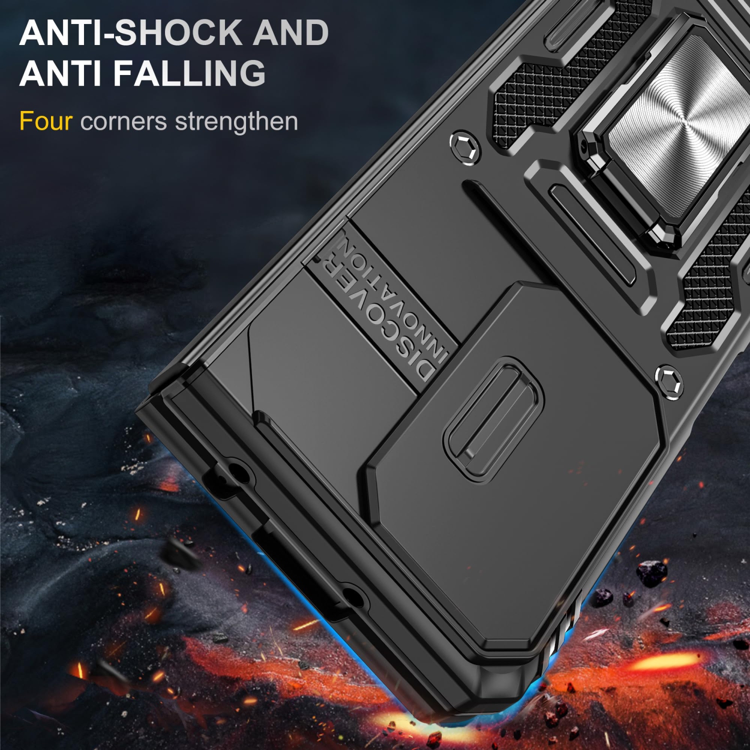 Étui antichoc Fold Z 5 Fold Z 5 avec anneau magnétique rotatif à 360° pour Galaxy Z Fold 5 5G 2023 de Samsung - Noir