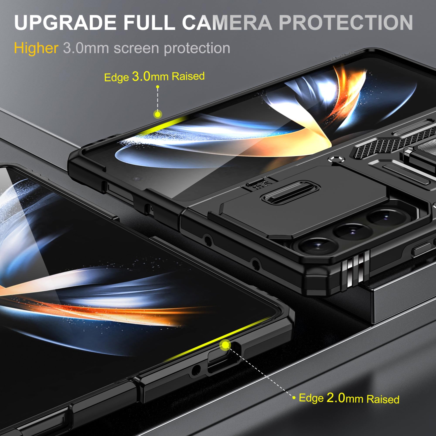 Étui antichoc Fold Z 5 Fold Z 5 avec anneau magnétique rotatif à 360° pour Galaxy Z Fold 5 5G 2023 de Samsung - Noir