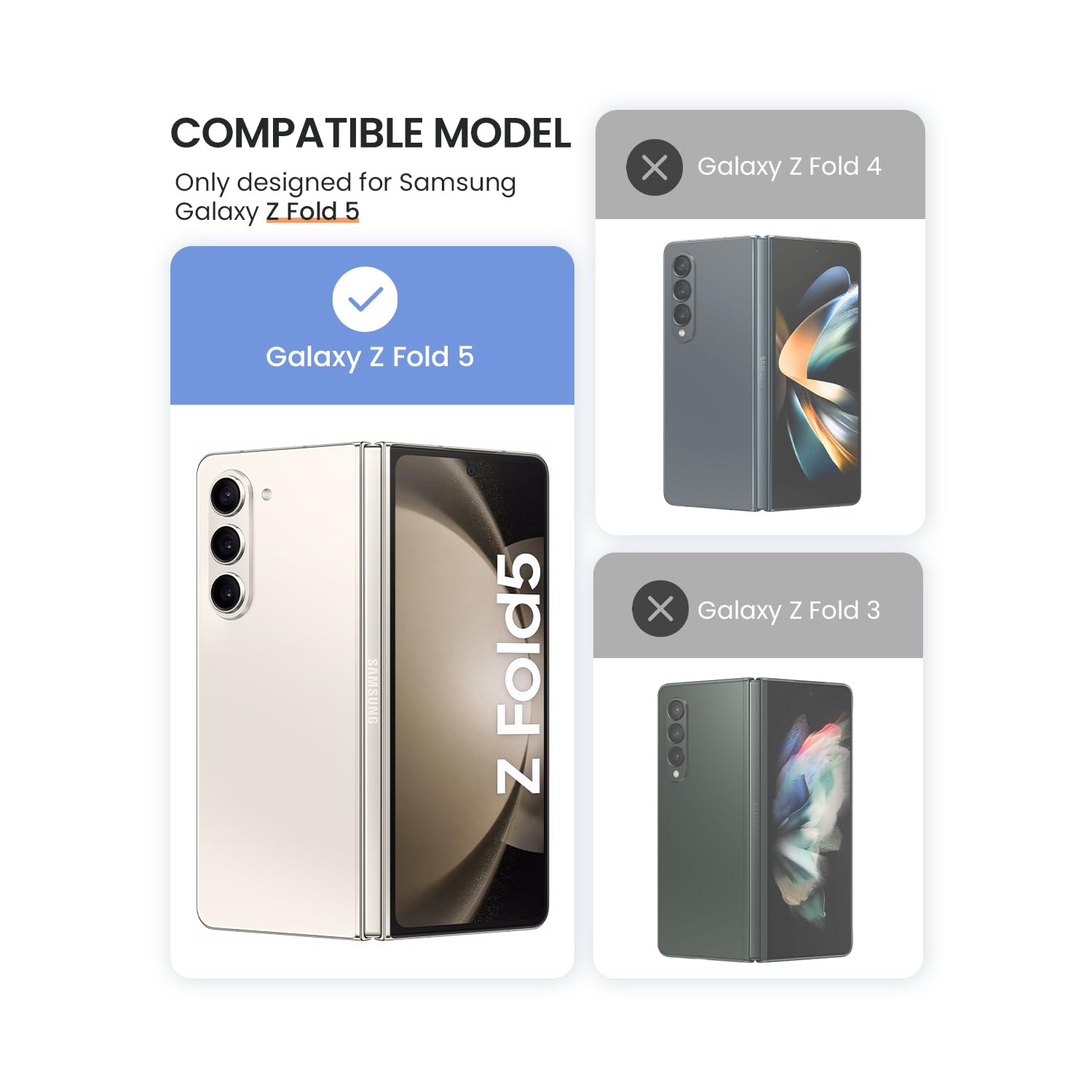 Case for Samsung Galaxy Z Fold 5 with Screen Protector, Kickstand Ring Holder, Slide Camera Cover and Hinge Protection - Shockproof for Z Fold 5 5G