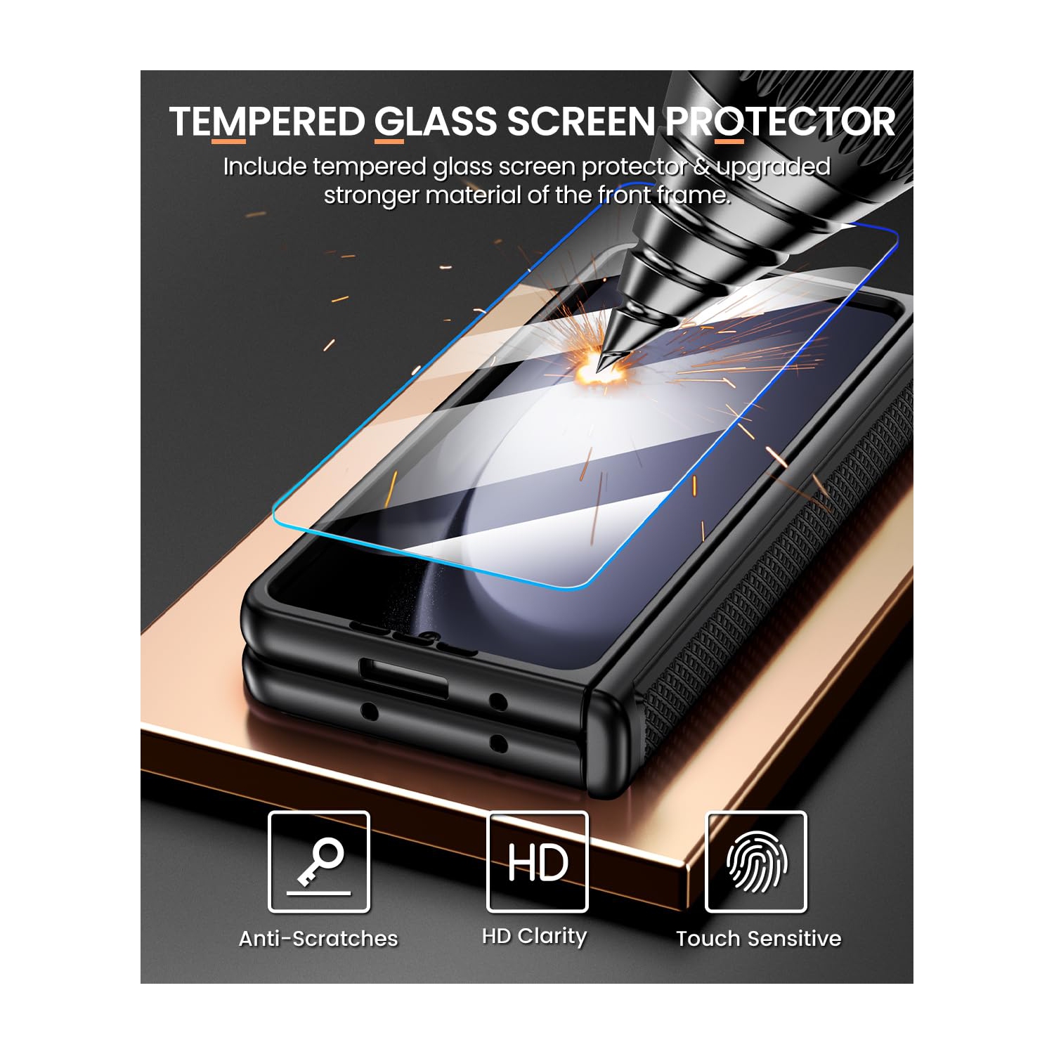 Case for Samsung Galaxy Z Fold 5 with Screen Protector, Kickstand Ring Holder, Slide Camera Cover and Hinge Protection - Shockproof for Z Fold 5 5G