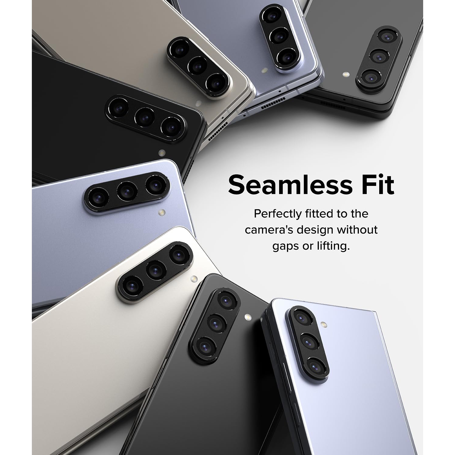 Style d'appareil photo compatible avec le Galaxy Z Fold 5 5G de Samsung, protecteur d'appareil photo en aluminium - Noir