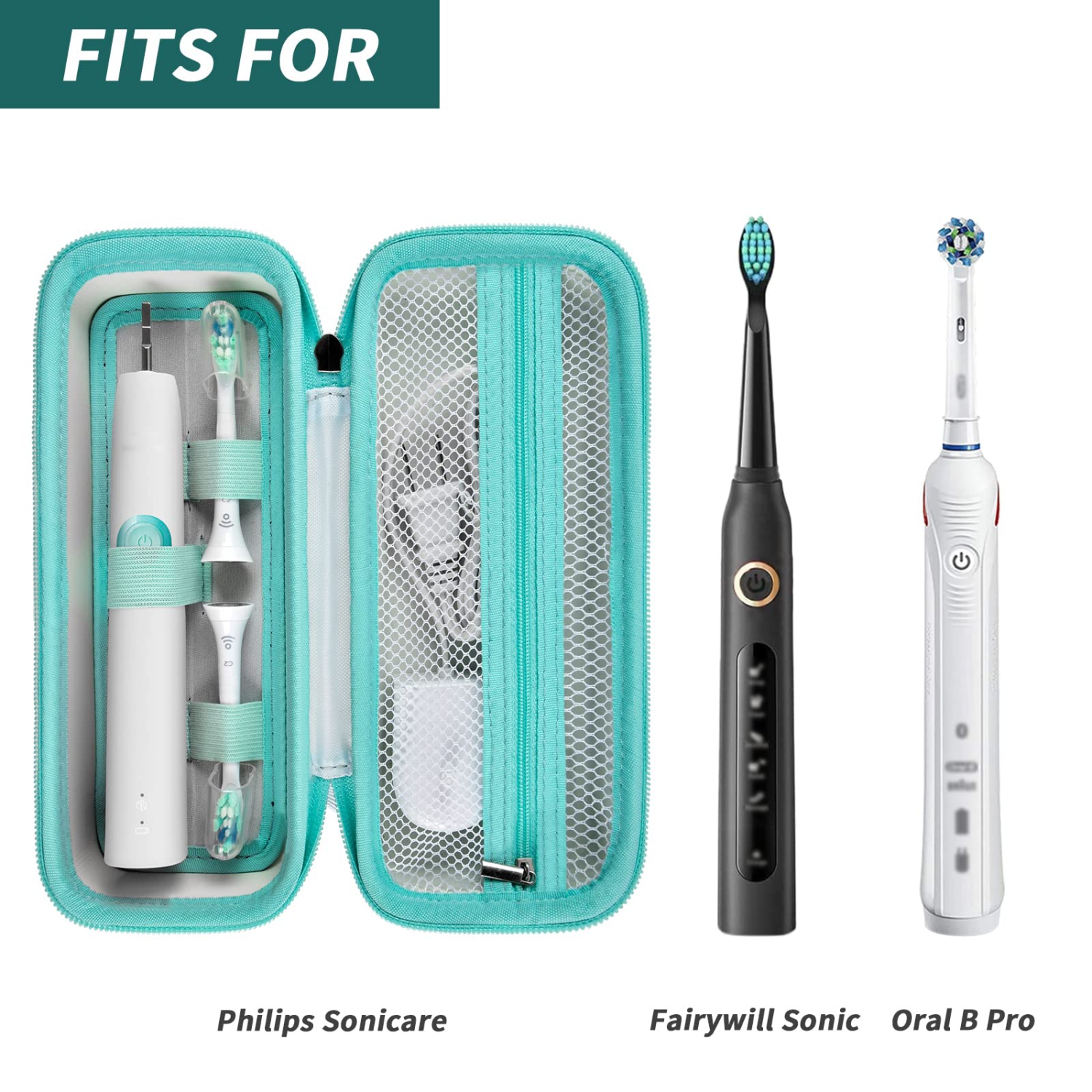 Toothbrush Travel Case Compatible with Oral-B Pro 1000, 2000, 3000, 3500, 1500/ for Philips Sonicare ProtectiveClean 4100 5100 Electric Toothbrush