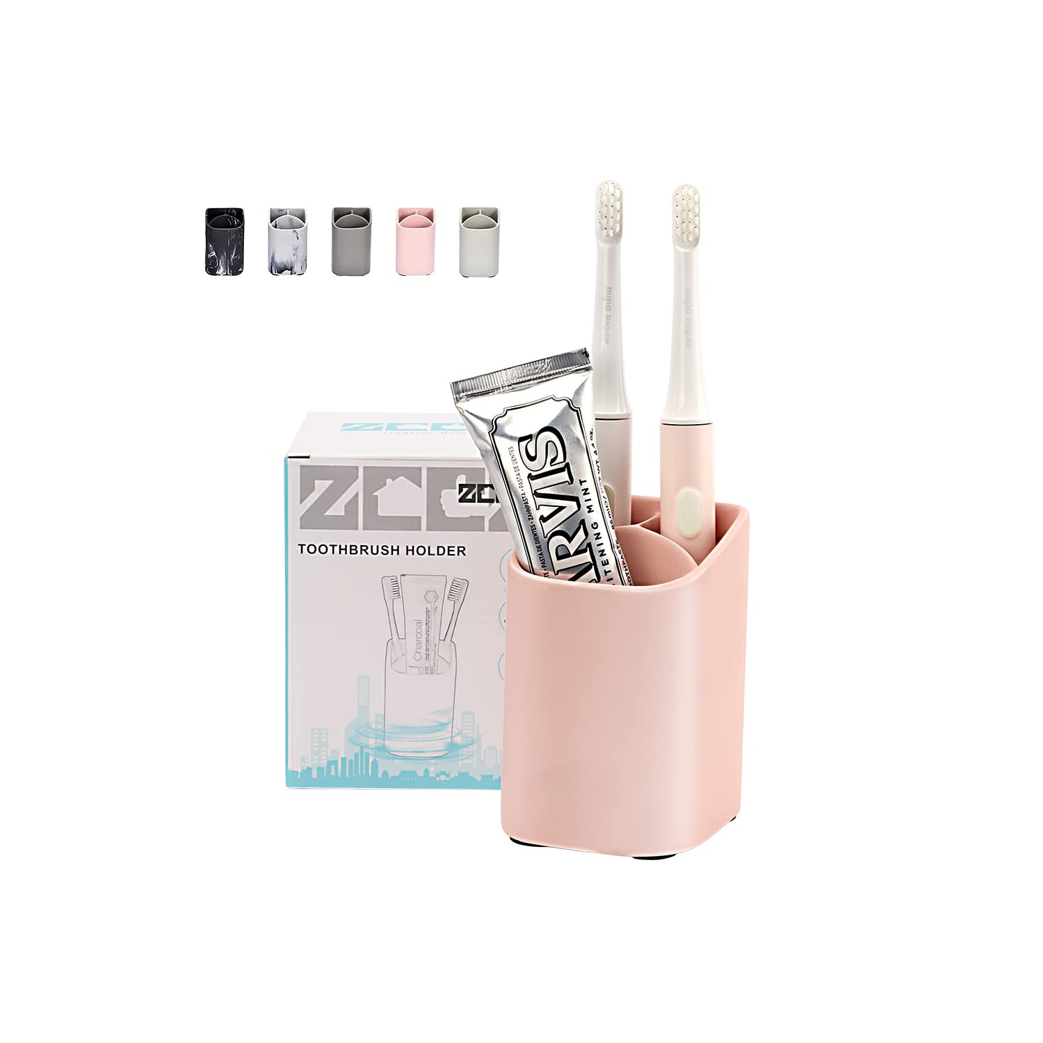 Cute Pink Toothbrush Holders for Bathrooms - Toothbrush and Toothpaste Holder - Ideal Toothbrush Organizer for Adults and Kids, Tooth Brushing Holder