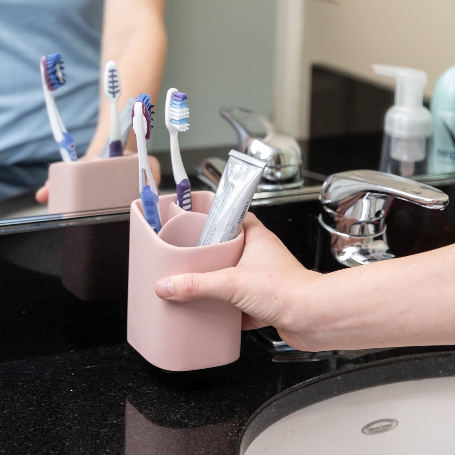 Cute Pink Toothbrush Holders for Bathrooms - Toothbrush and Toothpaste Holder - Ideal Toothbrush Organizer for Adults and Kids, Tooth Brushing Holder