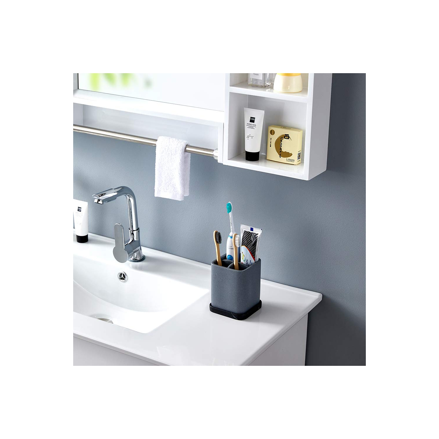 Porte-brosses à dents, brosse à dents électrique durable en résine de comptoir brosse à dents pour maquillage Support de rasoir pour salle de bain