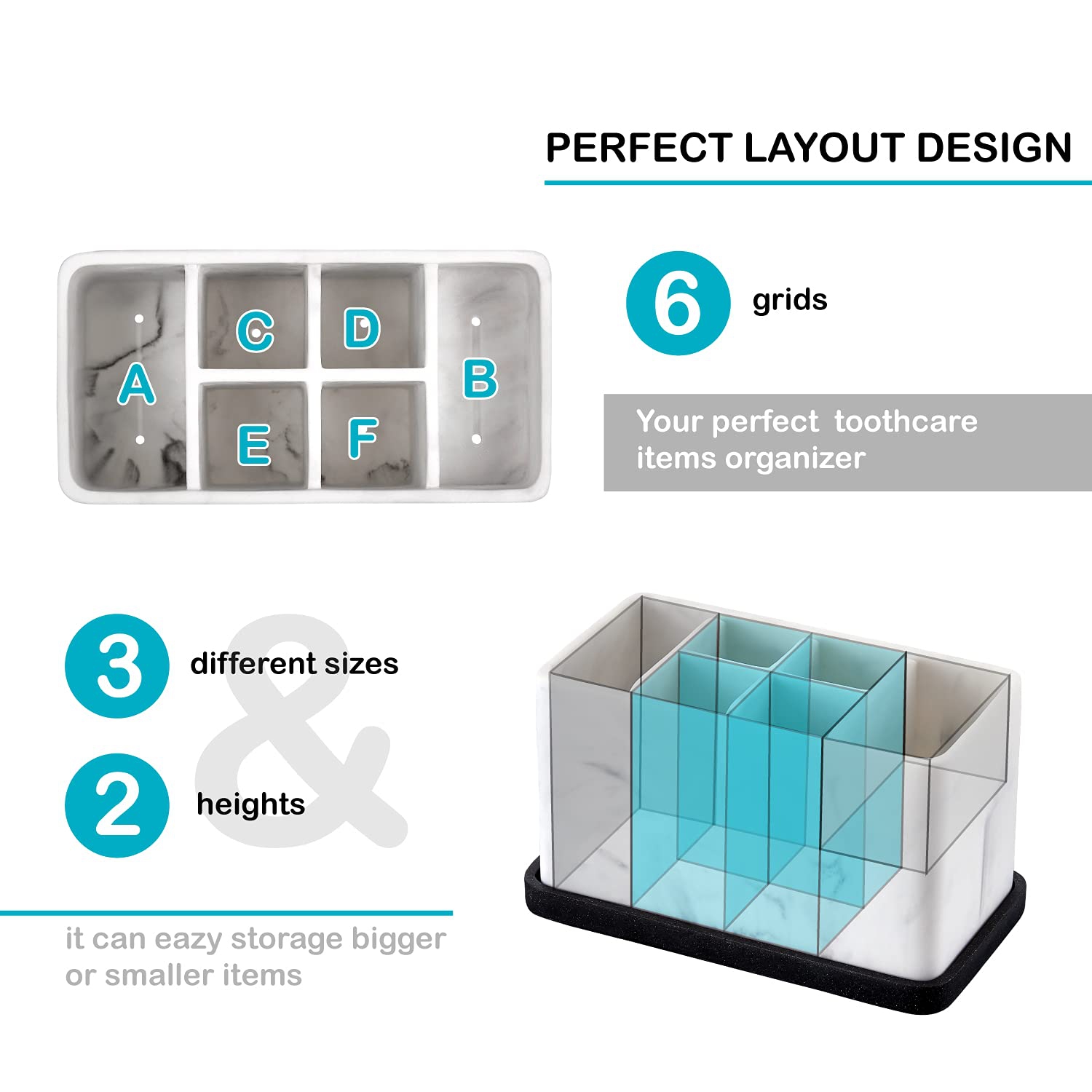 Porte-brosses à dents ZCCZ, rangement pour salle de bain porte-brosses à dents électriques, brosse à dentifrice et à maquillage, comptoir de