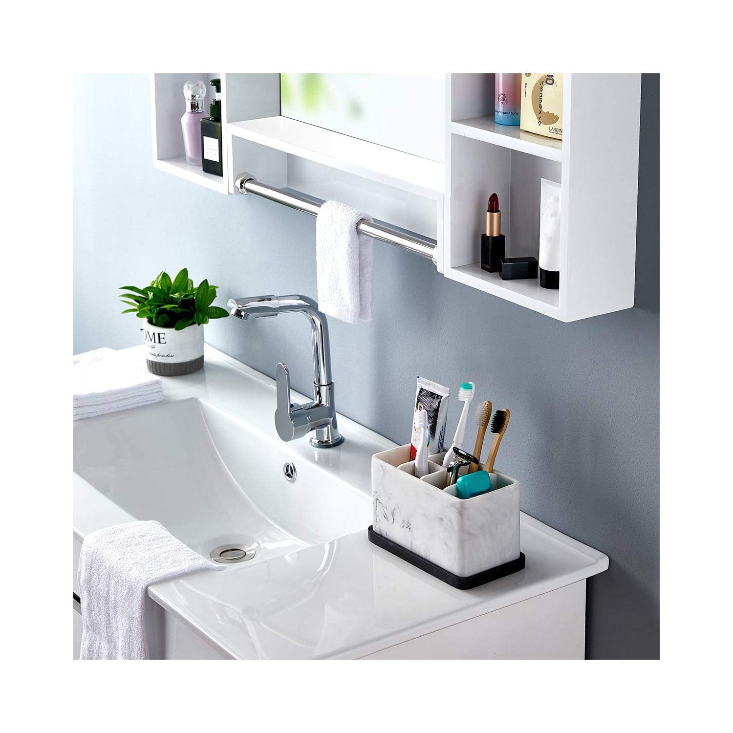 Porte-brosses à dents ZCCZ, rangement pour salle de bain porte-brosses à dents électriques, brosse à dentifrice et à maquillage, comptoir de