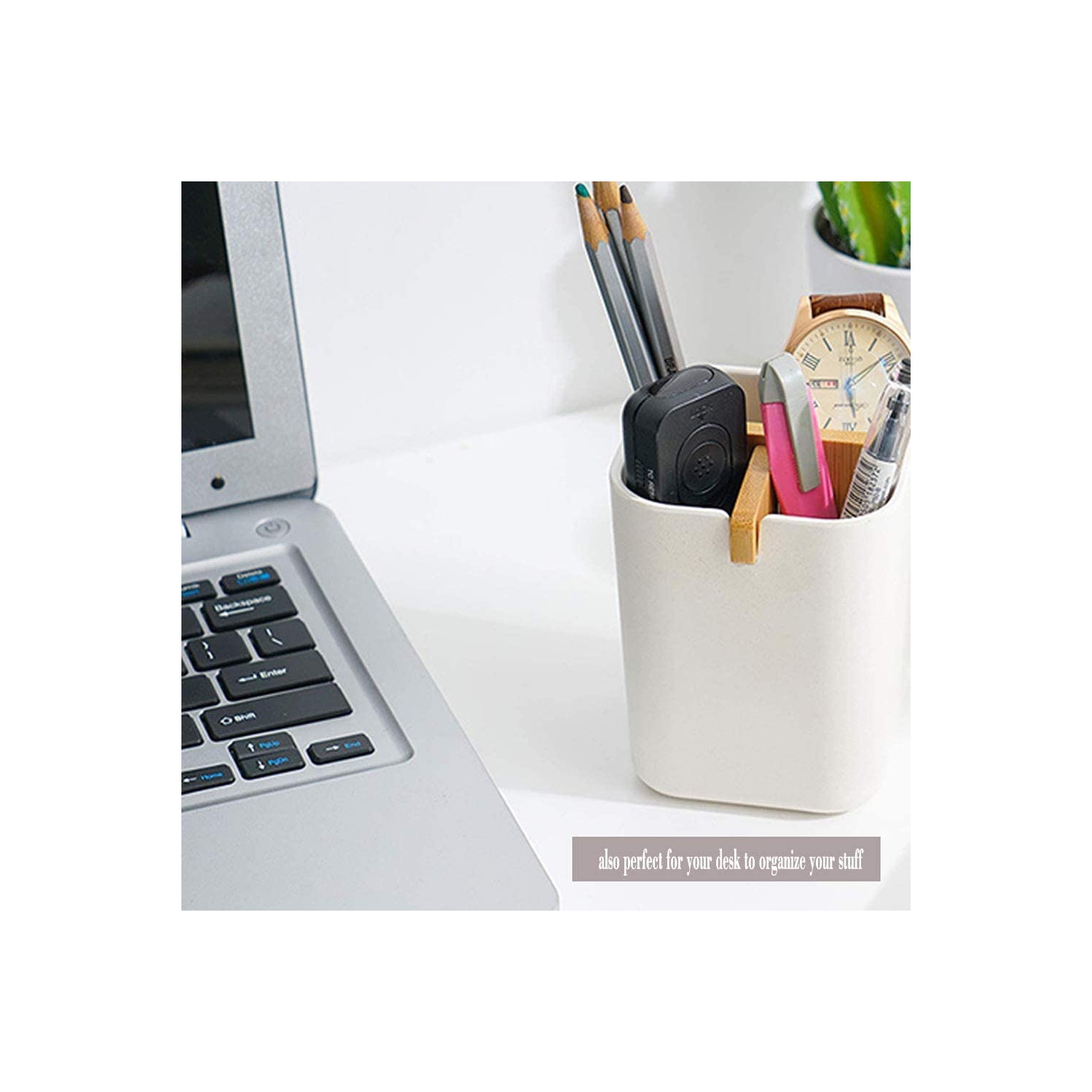 Bamboo Toothbrush Holder for Bathroom with 4 Compartments, Electric Toothbrush Holder, Countertop Stand Organizer for Kitchen Utensils Office