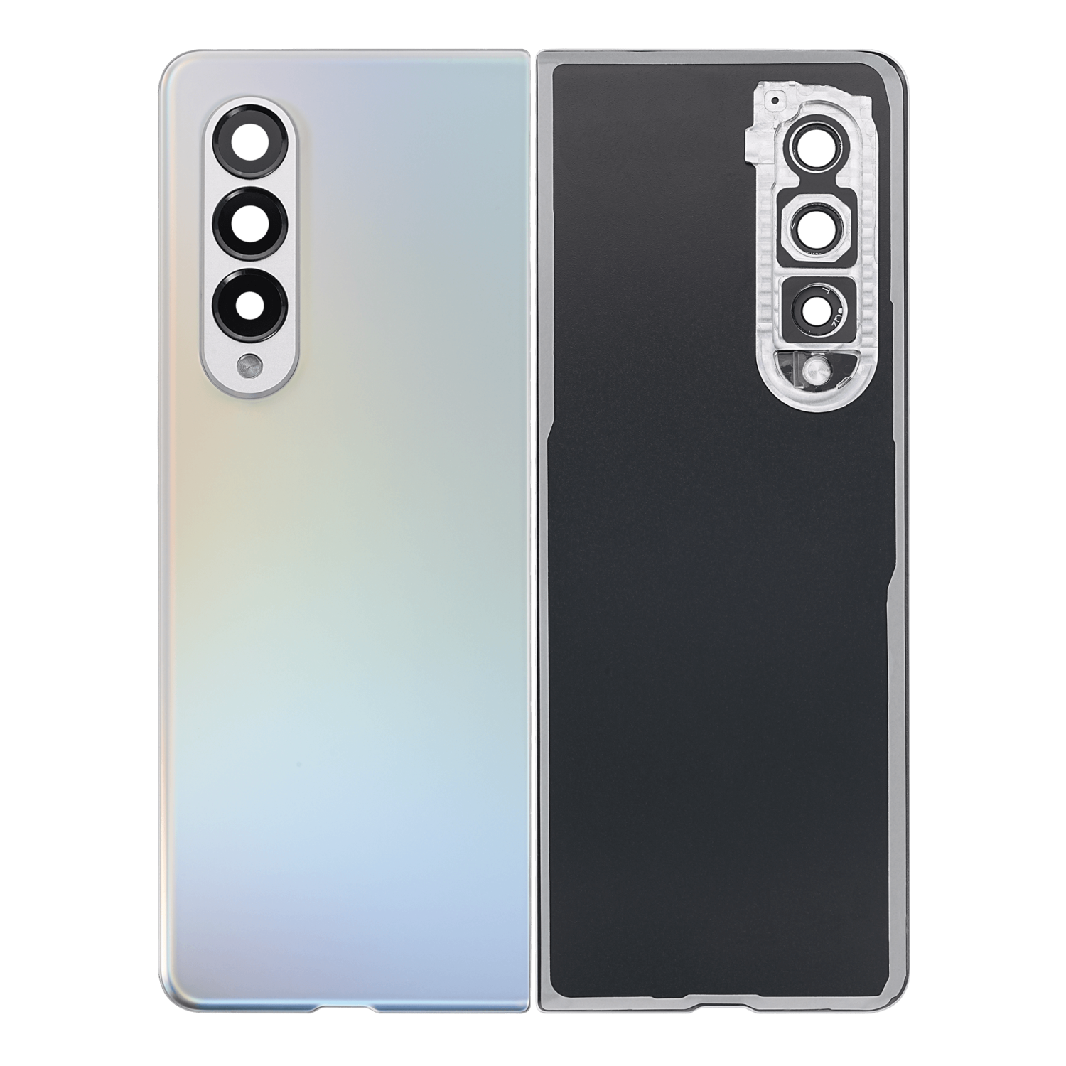 Replacement Back Cover Glass With Camera Lens Compatible For Samsung Galaxy Z Fold 3 5G (F926) (Phantom Silver) (Aftermarket Plus)