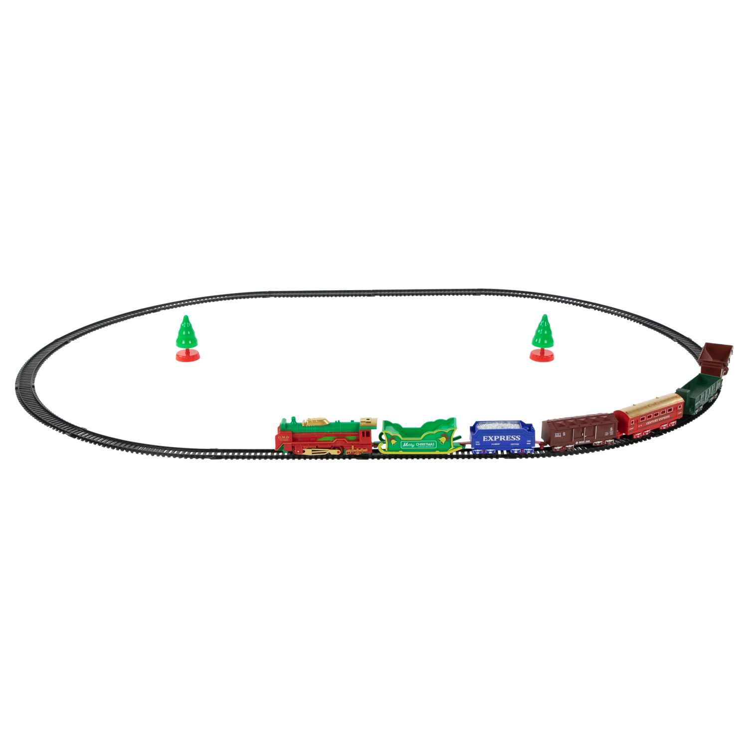 Ensemble de train de Noël lumineux et animé à piles avec piste ovale pour 23 PC
