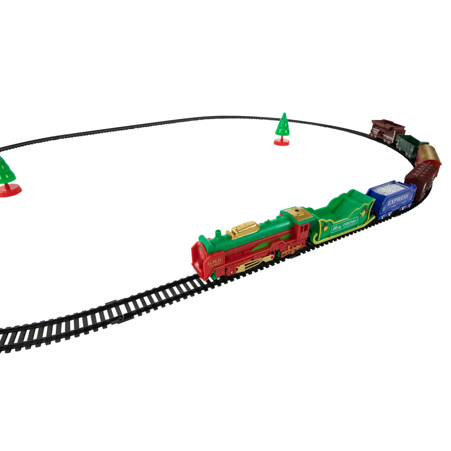 Ensemble de train de Noël lumineux et animé à piles avec piste ovale pour 23 PC