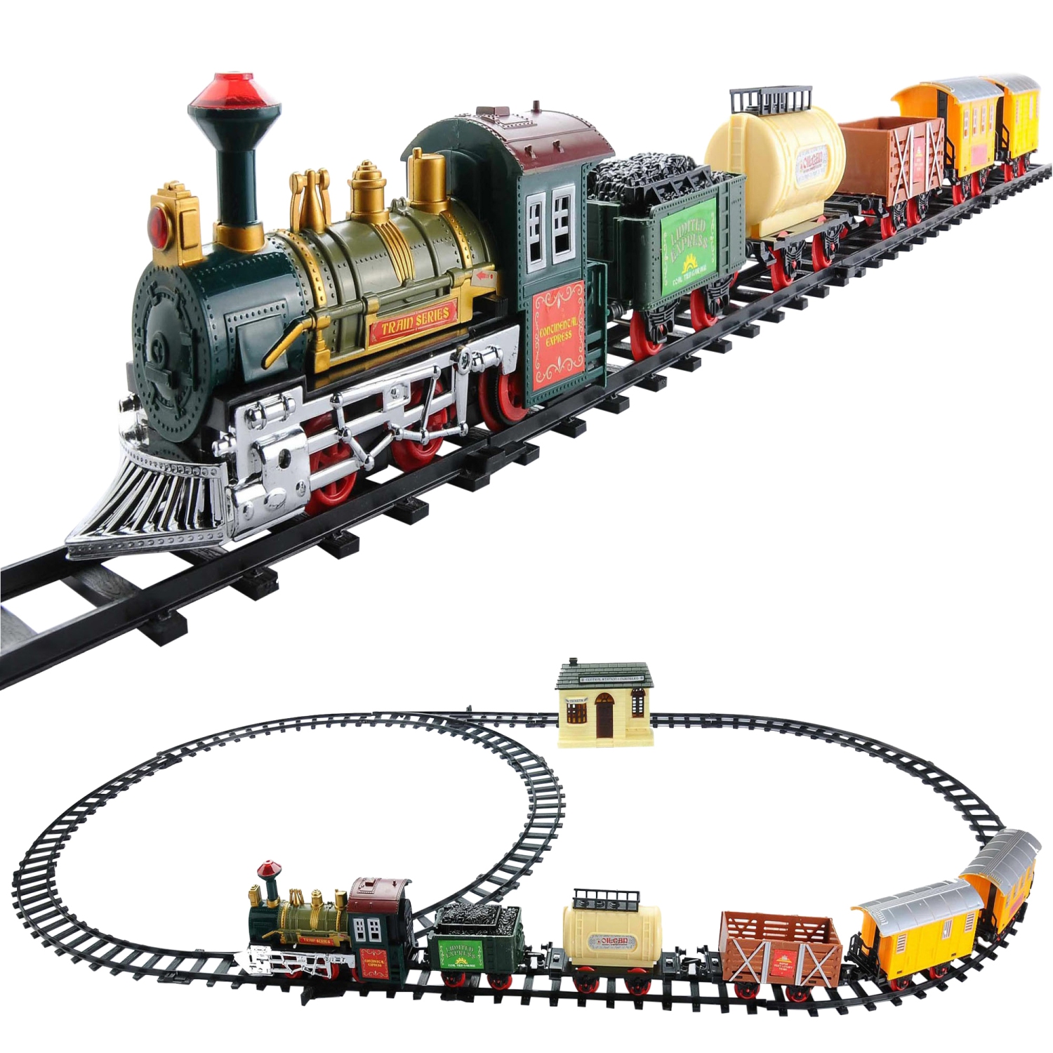 18-Piece Lighted and Animated Continental Express Train Set with Sound