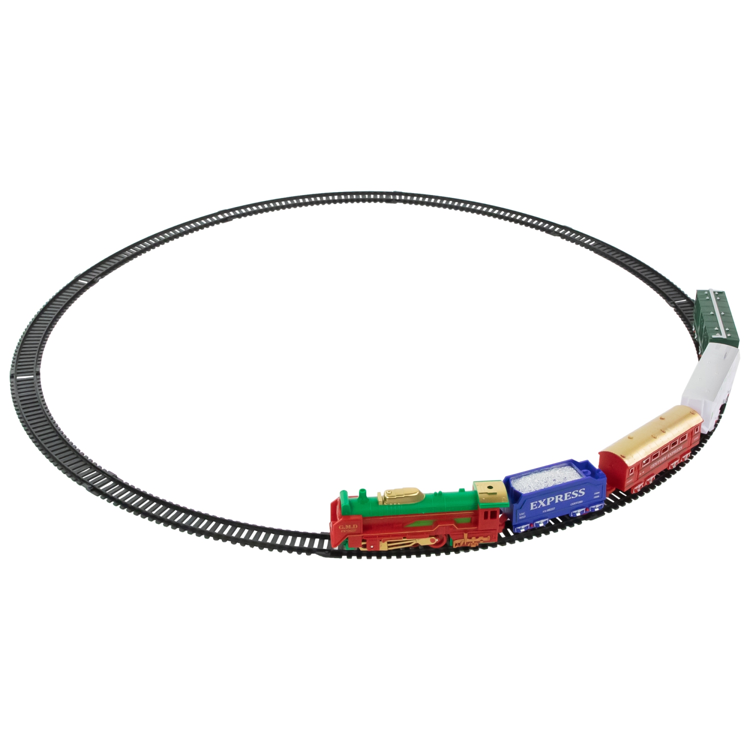 21 Pc Green and Red Battery Operated Lighted and Animated Classic Train Set