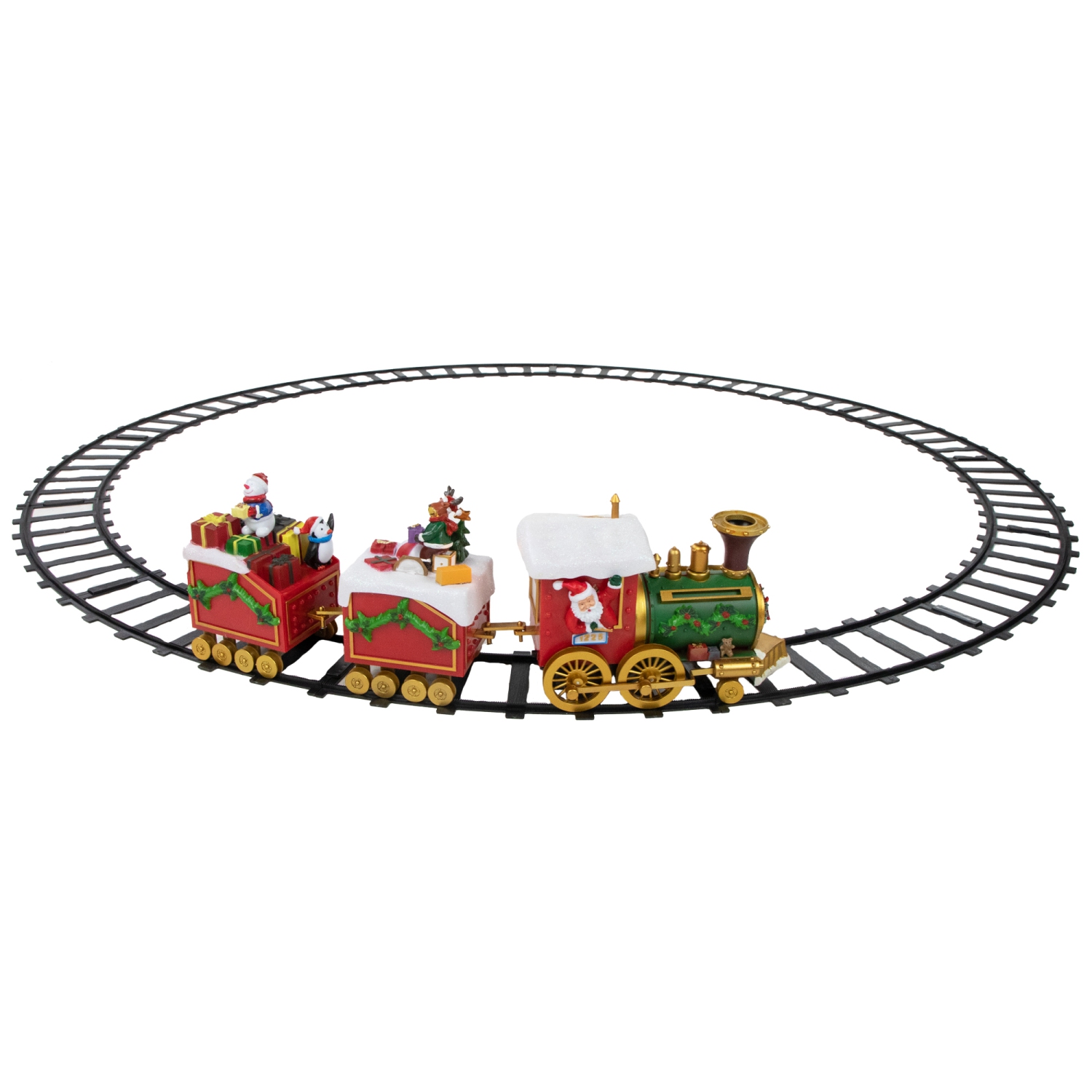 16-Piece LED Lighted Musical and Animated Christmas Village Train - 9.5"