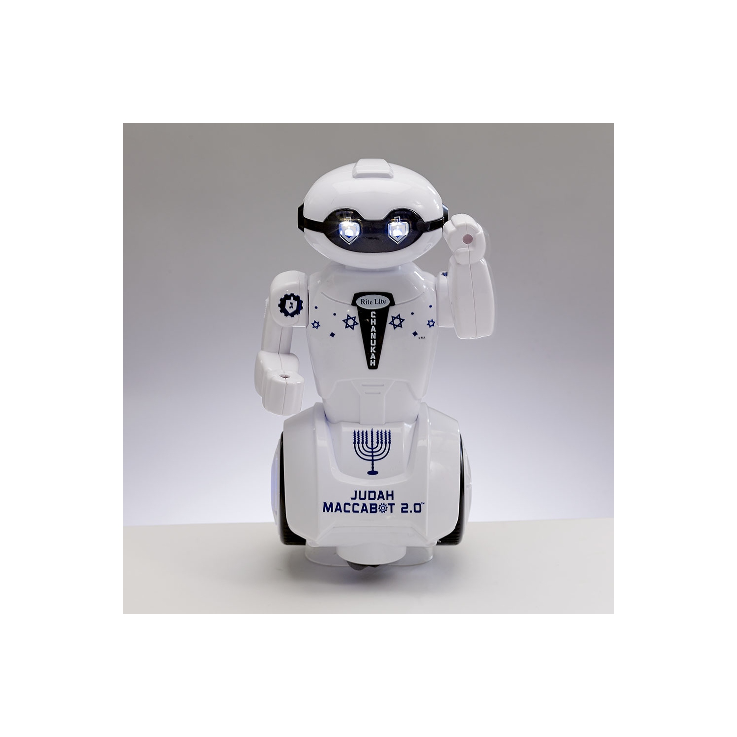 8.5" White and Blue Battery Operated Hanukkah "Judah Maccabot" Dancing Robot