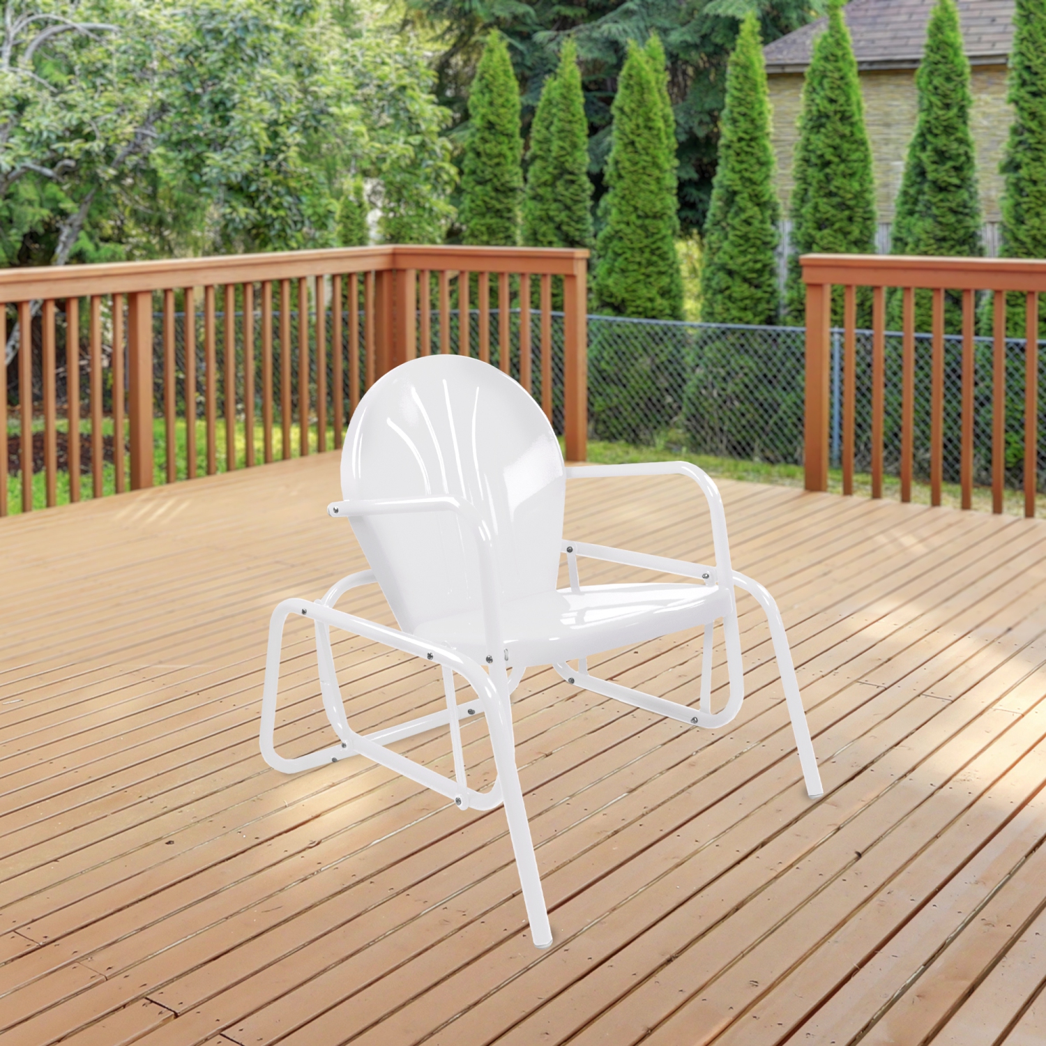 Chaise berçante de jardin rétro en métal Tulip, blanc