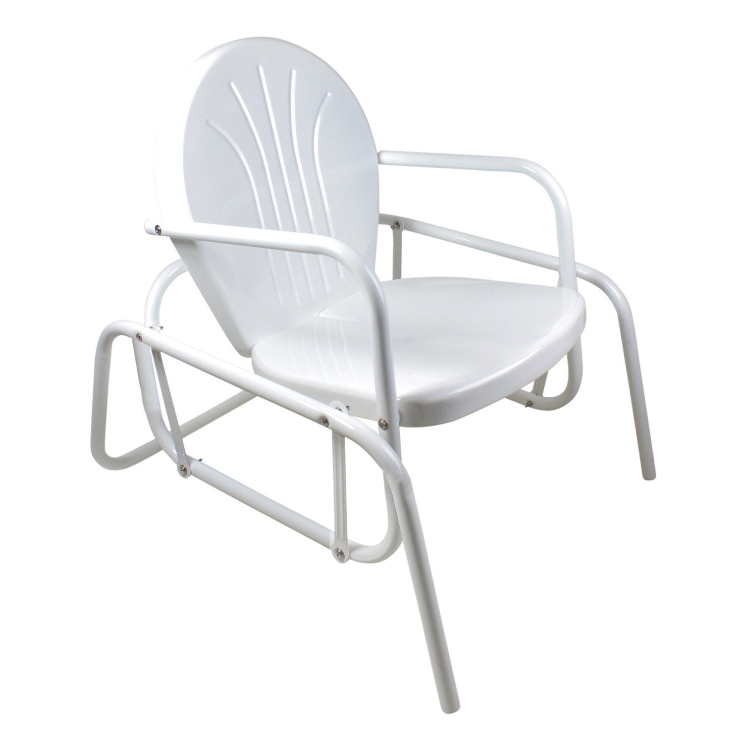Chaise berçante de jardin rétro en métal Tulip, blanc