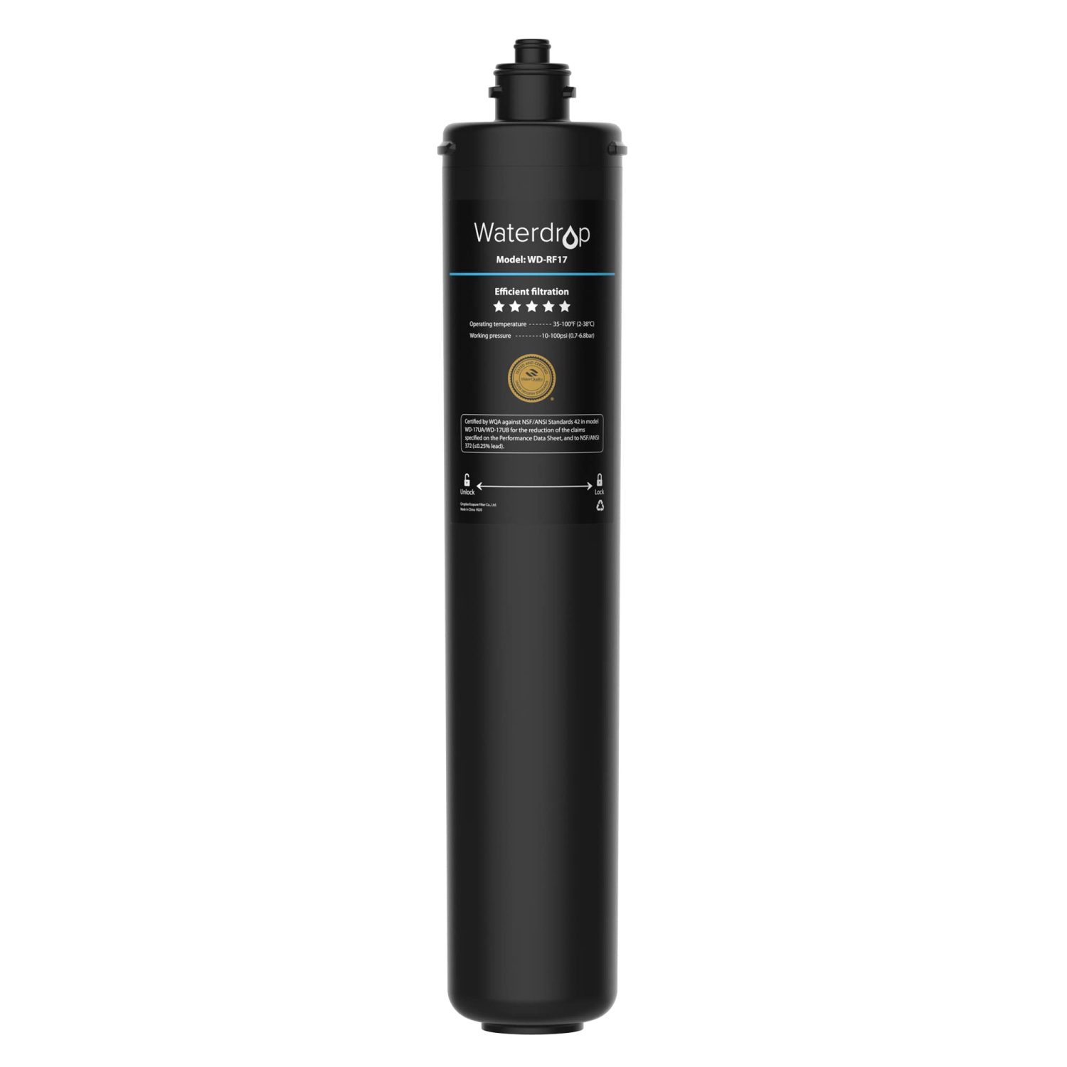 Waterdrop RF17 Replacement Filter Cartridge for 17UA/17UB Under Sink Water Filter, Reduces Lead, Chlorine, Bad Taste & Odor, NSF/ANSI 42 Certified, 24K Gallons High Capacity