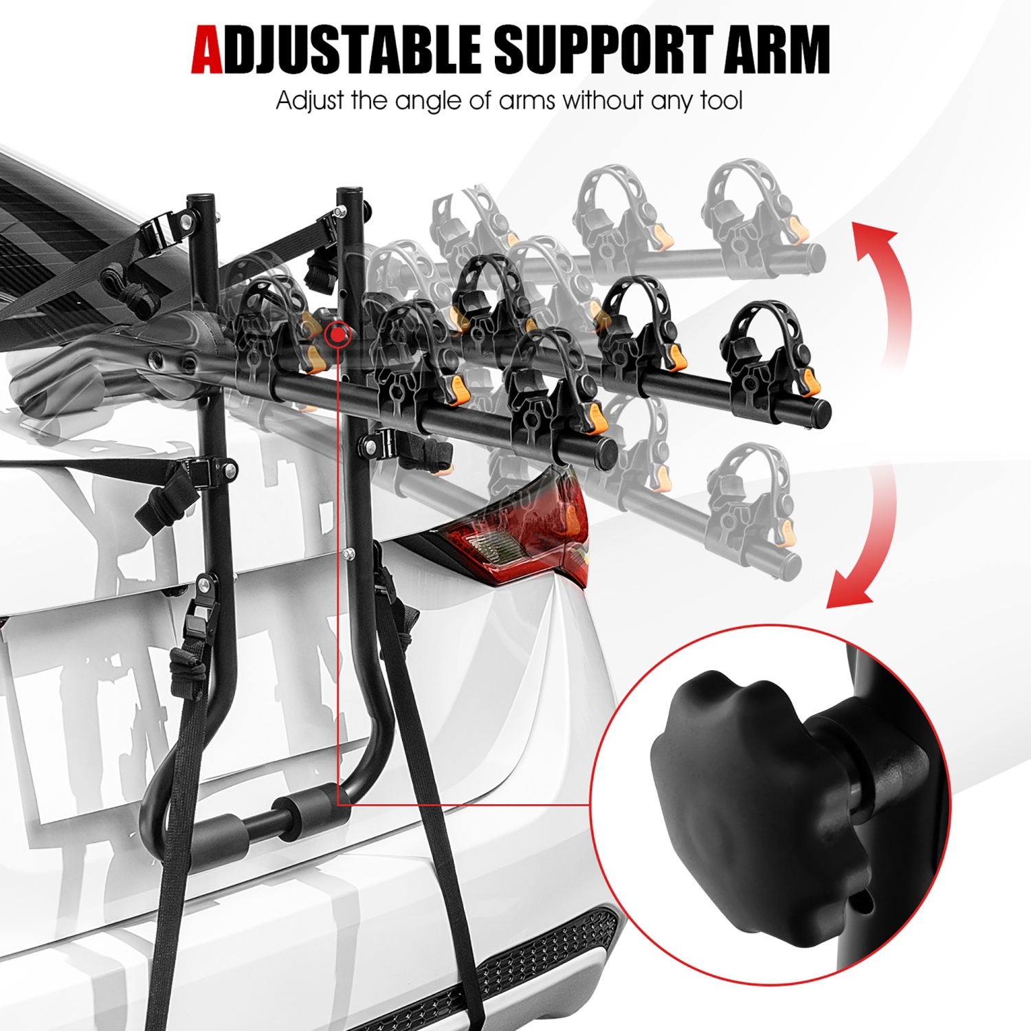 Costway 3-Bike Trunk Mounted Bike Rack Bike Carrier Rack for Sedan Hatchback Minivan