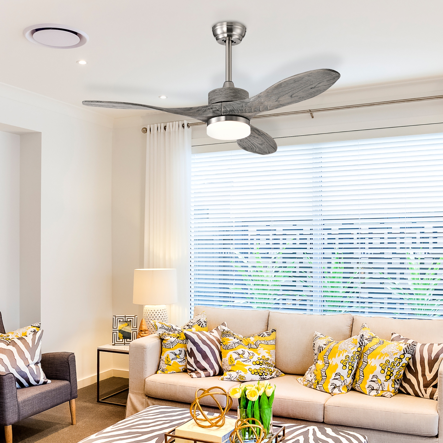 Ventilateur de plafond réversible de 48 po avec éclairage DEL de Costway, télécommande, 6 vitesses et minuterie de 8H heures